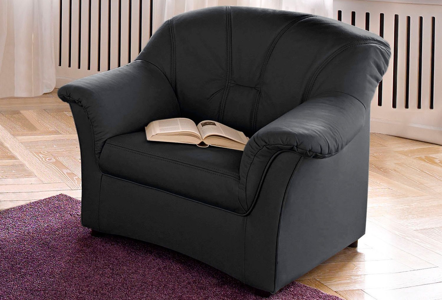 DOMO collection Fauteuil Flores naar keuze met binnenvering (niet bij microvezel primabelle-structuur) fauteuils zwart