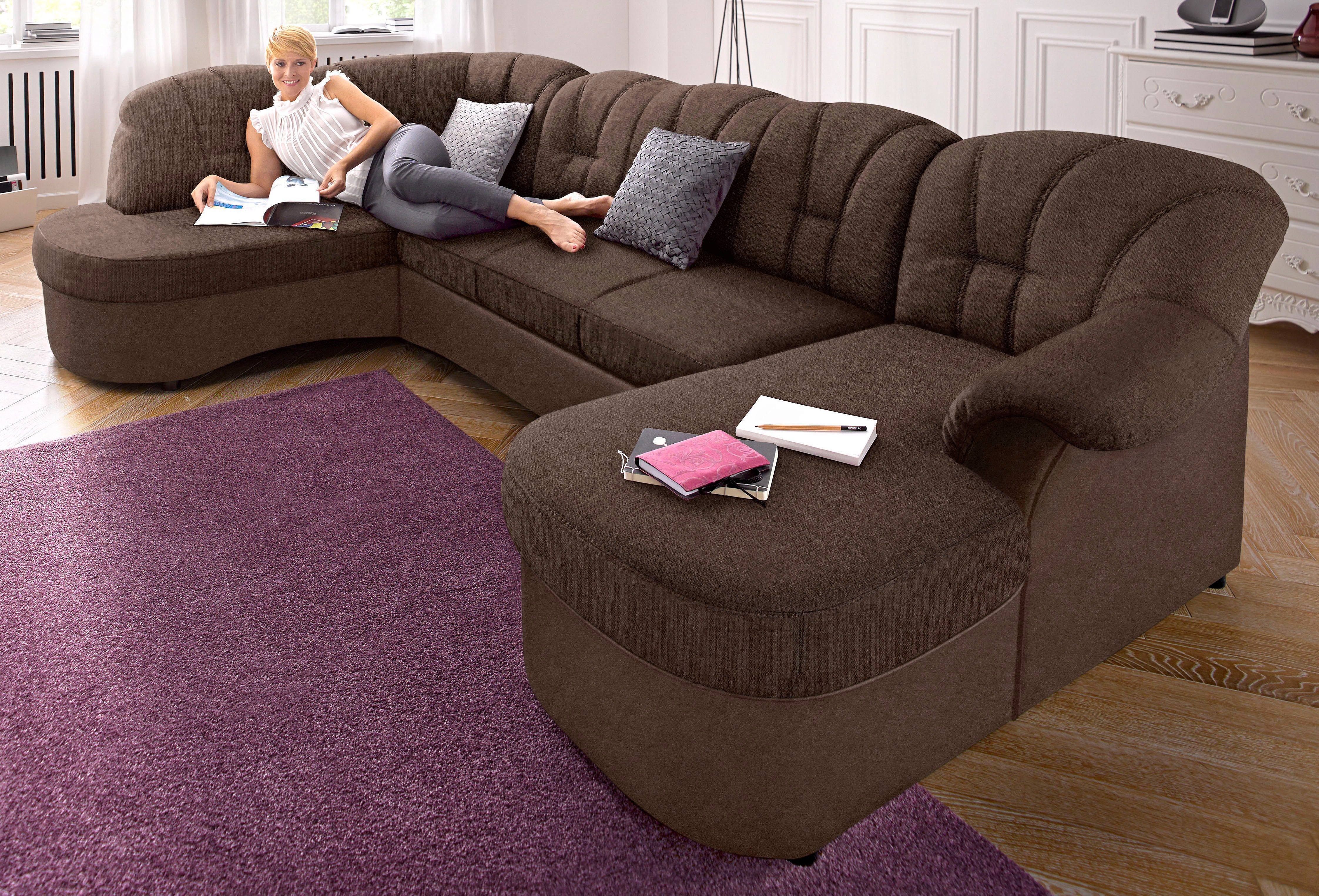 DOMO collection Zithoek Flores ook in leren bekleding, B/D/H: 293/180/86 cm, U-vorm (3 stuks)