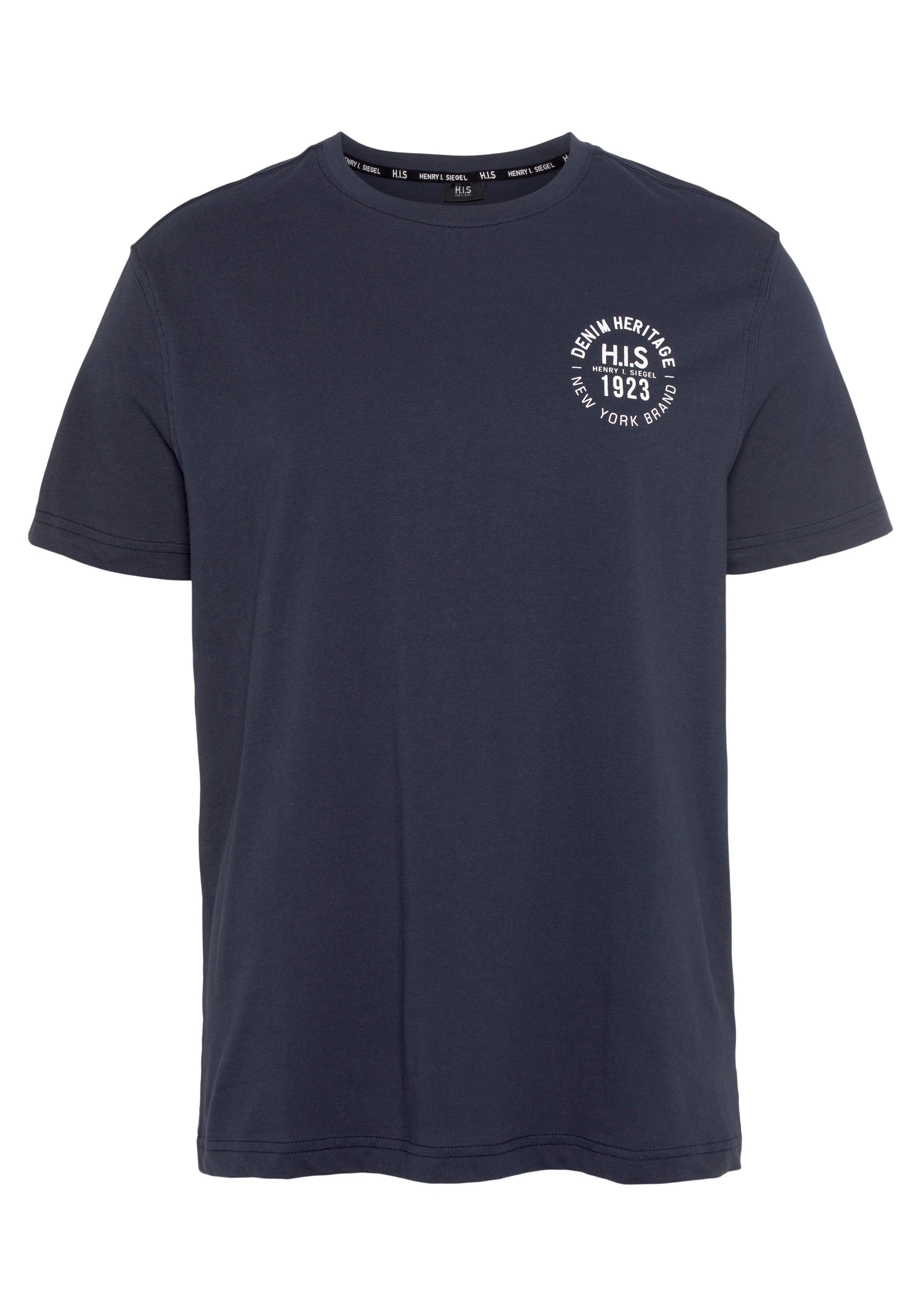 H.I.S T-shirt smal gesneden, bedrukt ontwerp, van 100% katoen (3-delig, Set van 3)