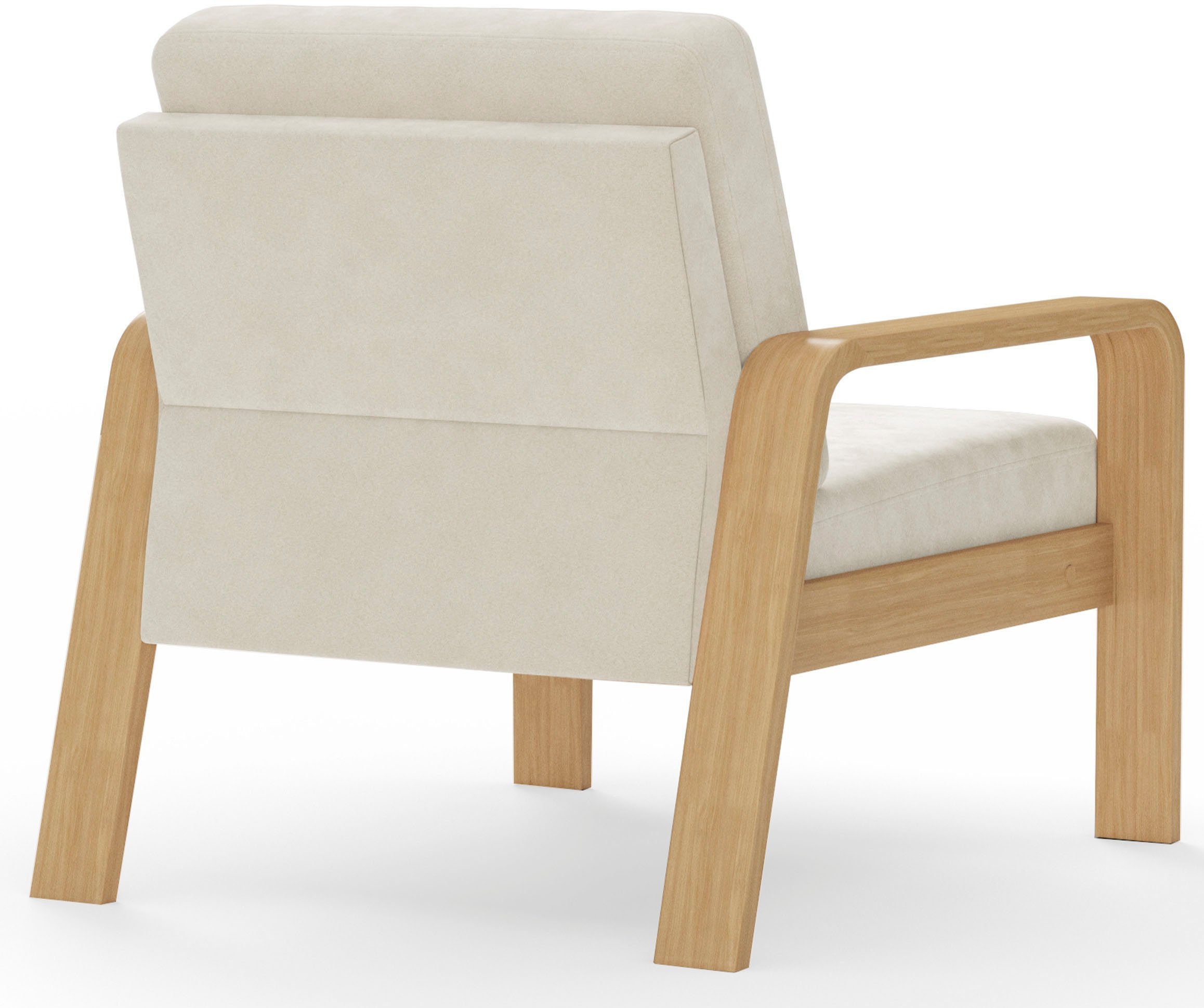 sit&more Fauteuil Kolding Armleuningen van natuurlijk beukenhout, verschillende bekledingen en kleuren