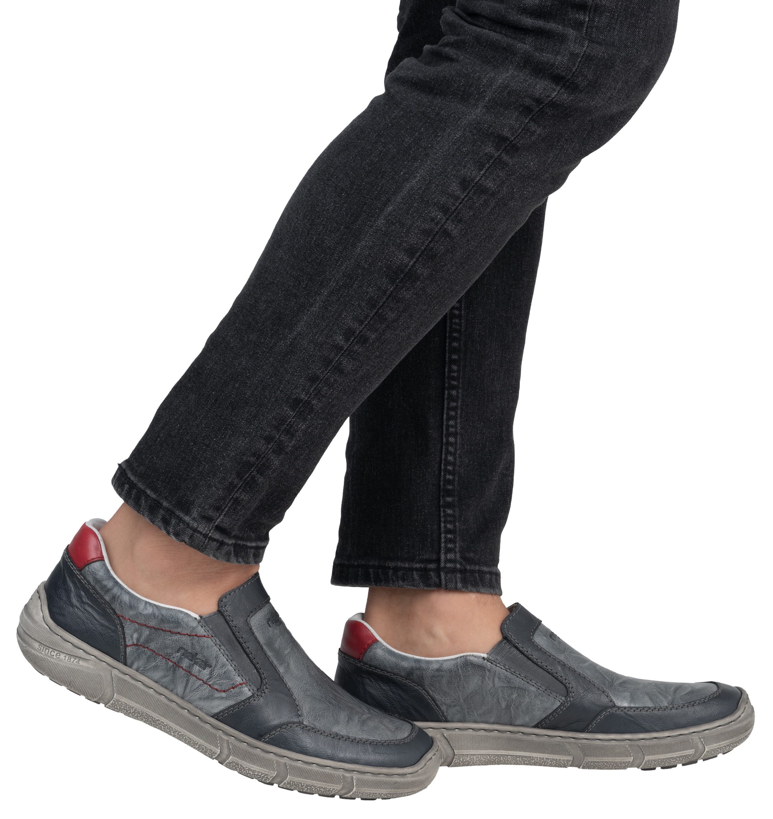 Rieker Instappers , slip-on sneaker, lage schoen, vrijetijdsschoen met schachtpolstering