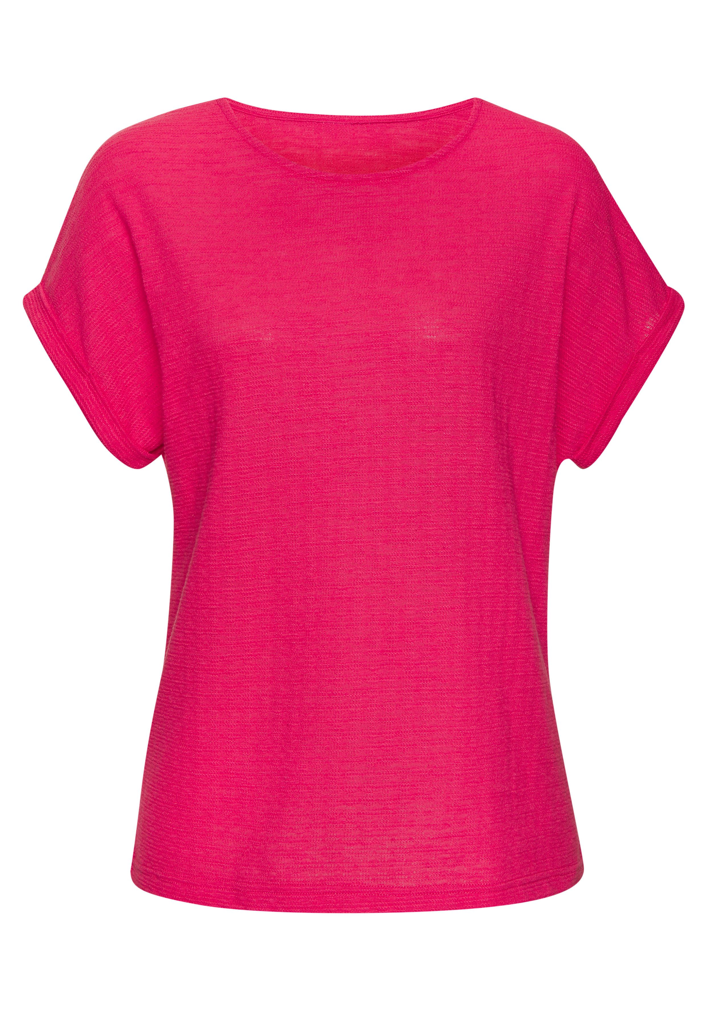 Vivance T-shirt Van strijkvrije structuur brei van kreukvrije structuurbrei en met gerecycled polyestervezels (Set van 2)