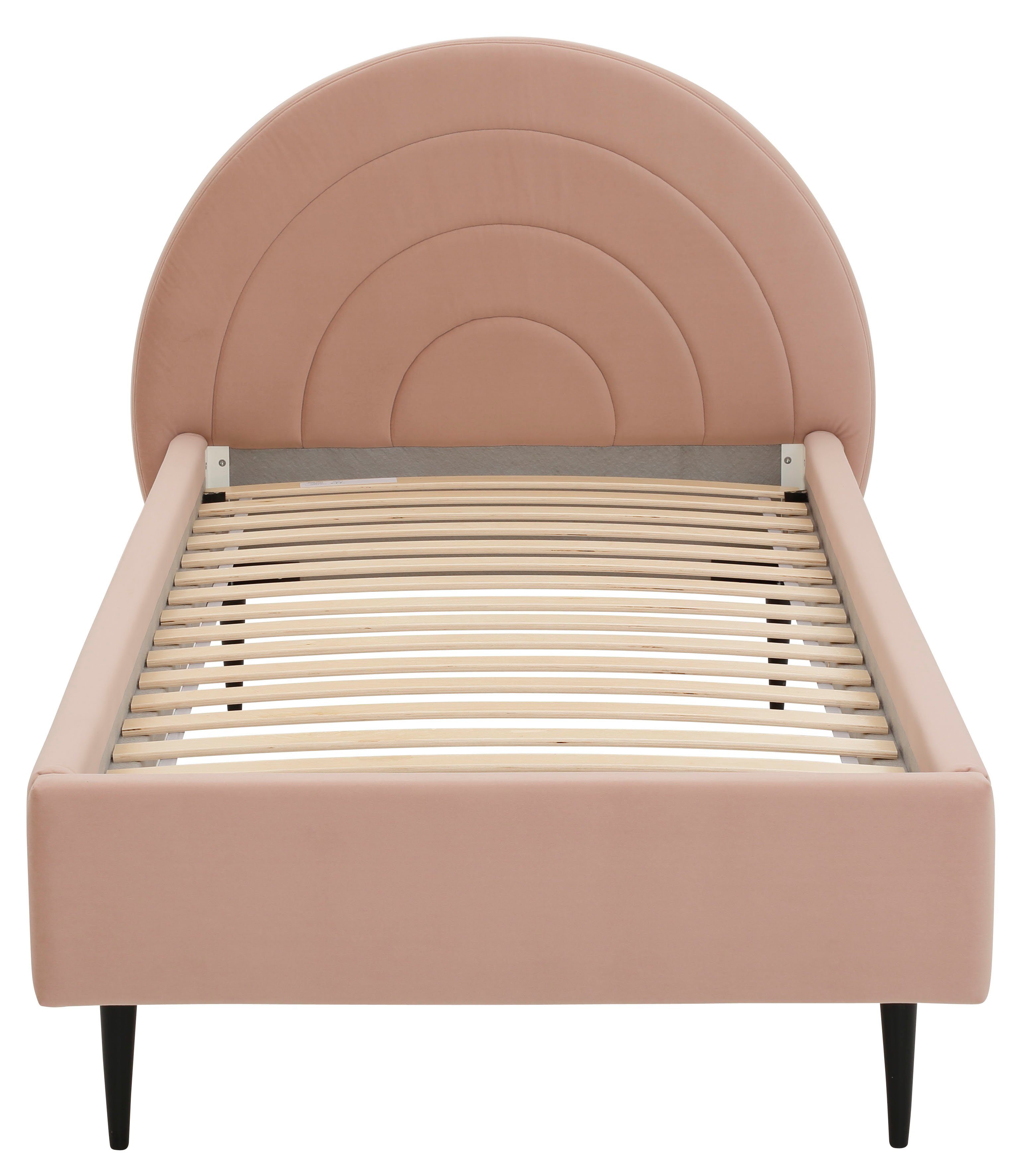 Lüttenhütt Gestoffeerd bed Femmy prettig bekleed hoofdbord met decoratief regenboogmotief
