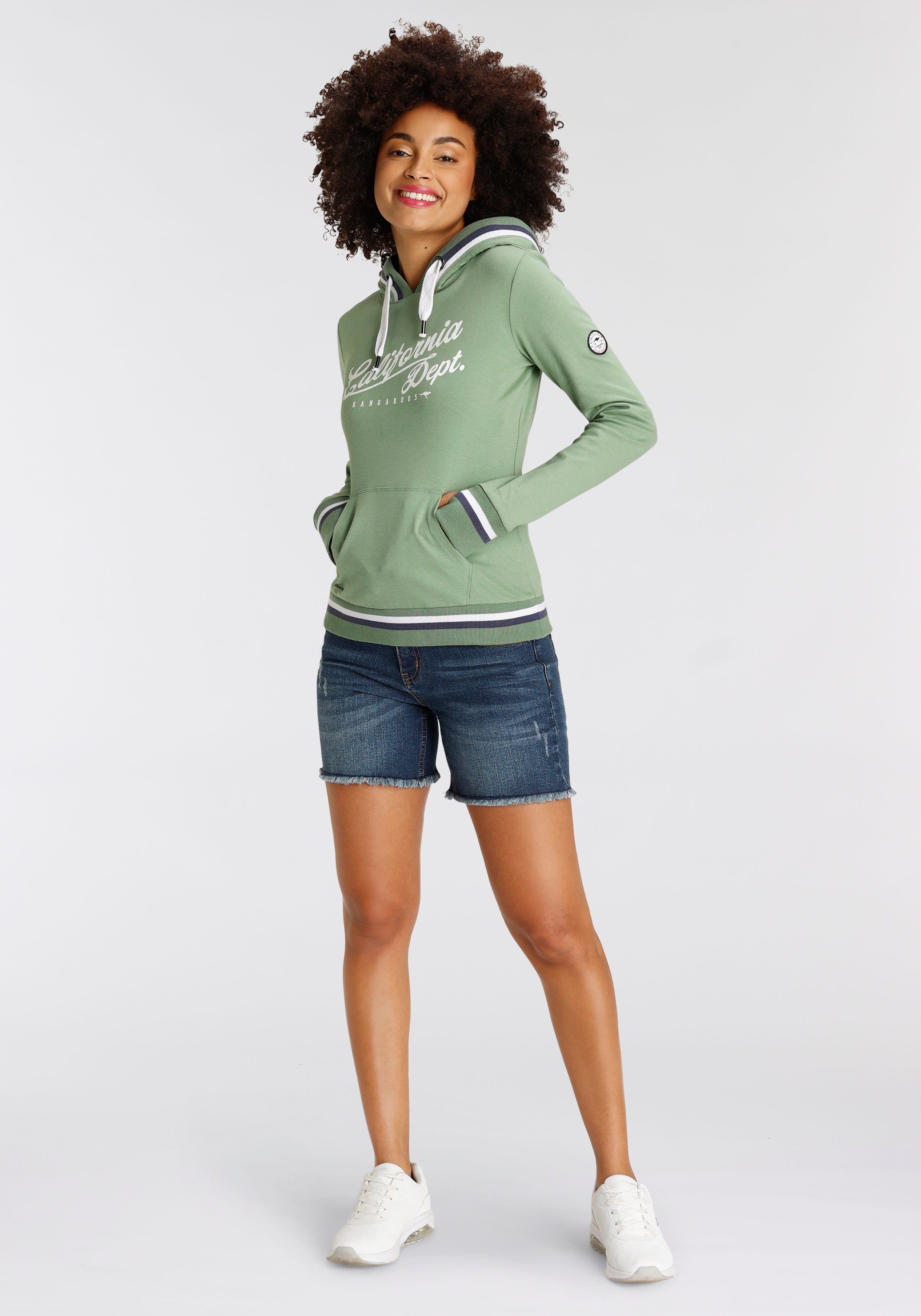 KangaROOS Hoodie Lange mouwen, figuurvolgend, met capuchon, van katoen