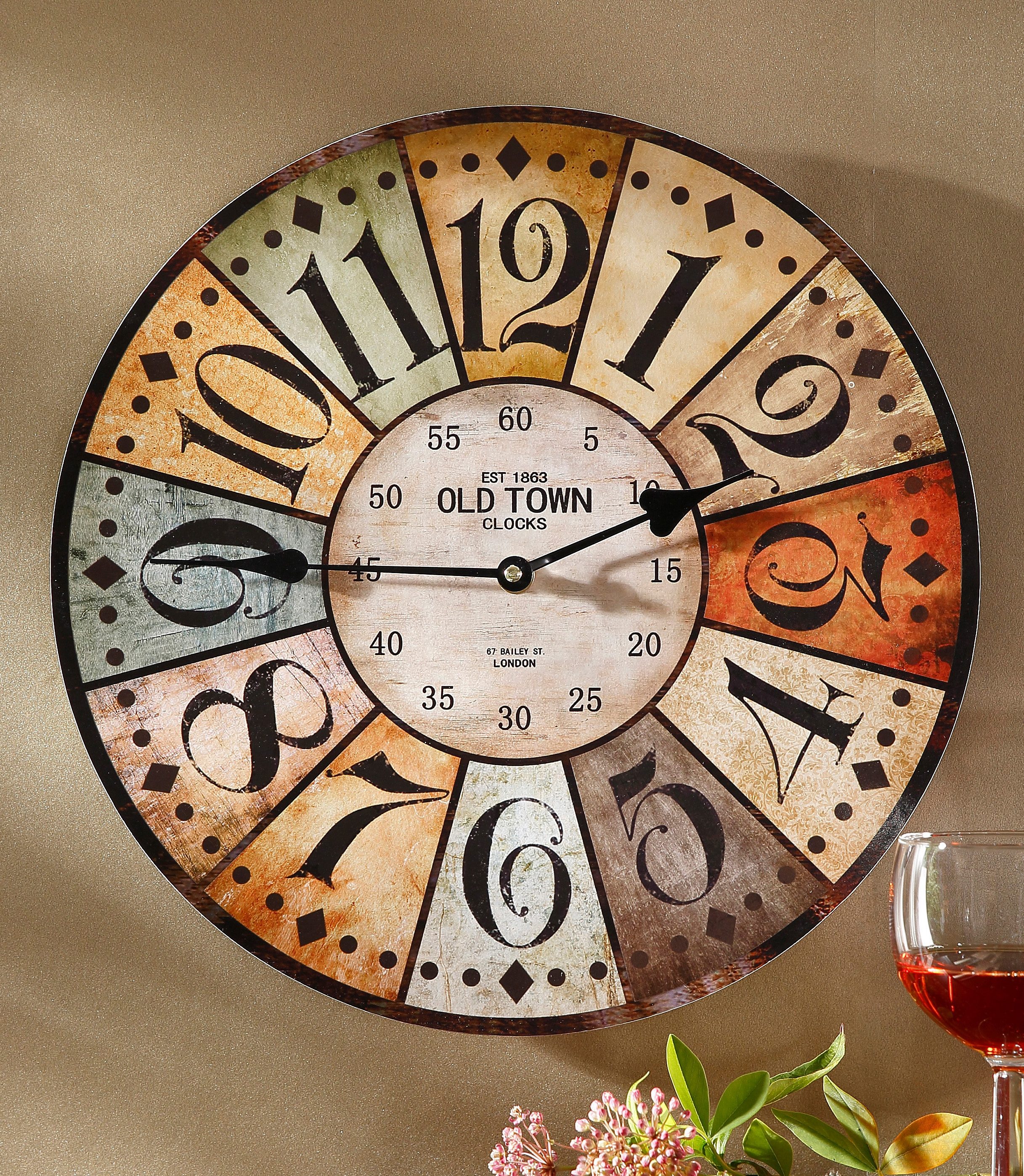 Home affaire Wandklok "Old Town" rond, ø 34 cm, vintage-look (1-delig)