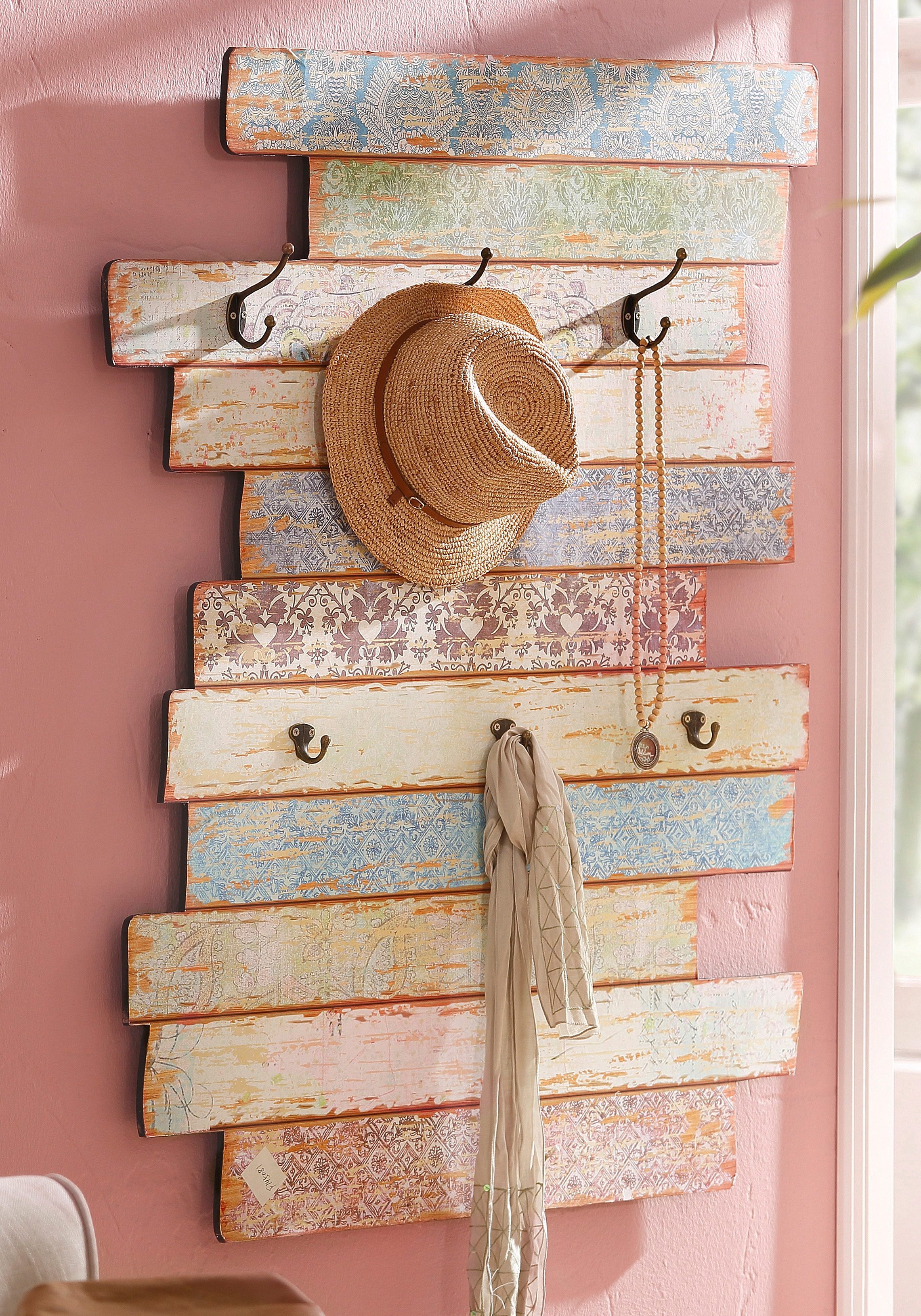 Home affaire Kapstok EMMA Kapstok met kapstokhaken, pastelkleuren, Shabby look