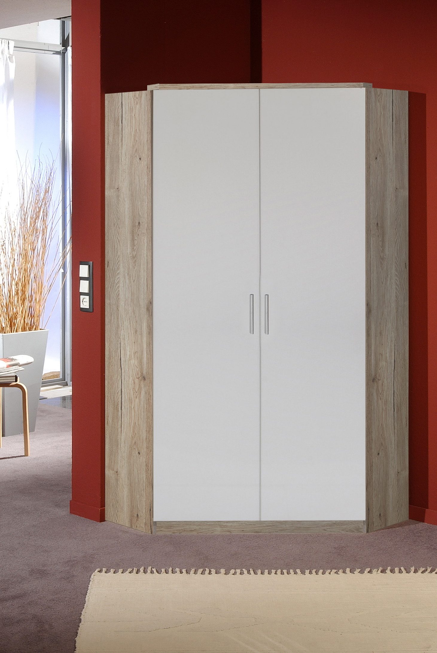 Wimex Hoekkledingkast Joker Hoekoplossing garderobe met 2 kledingstangen en 8 planken