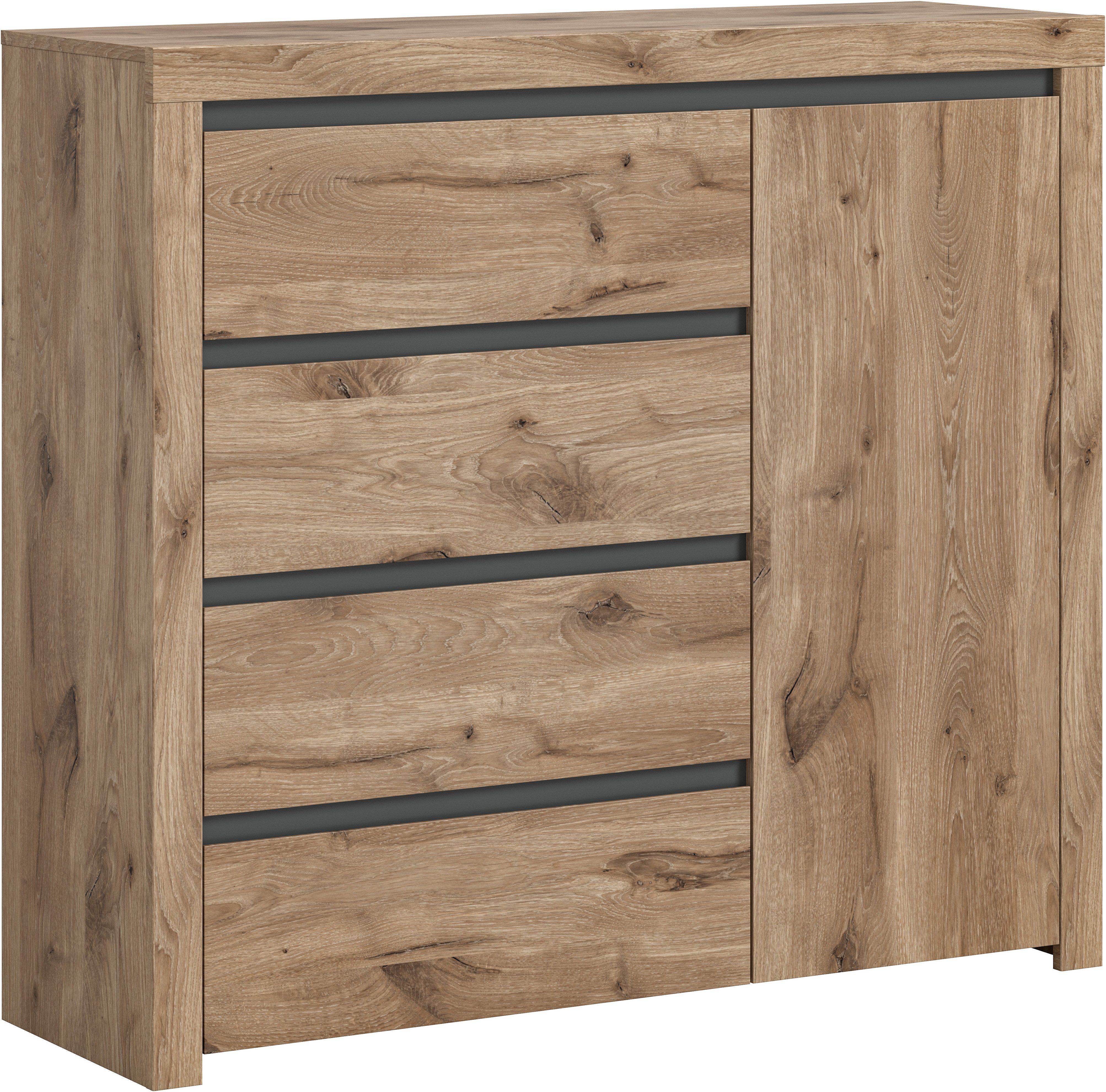 INOSIGN Dressoir Silvestris, Breite 116 cm, 1 Tür, 4 Schubkasten, Grifflose Fronten