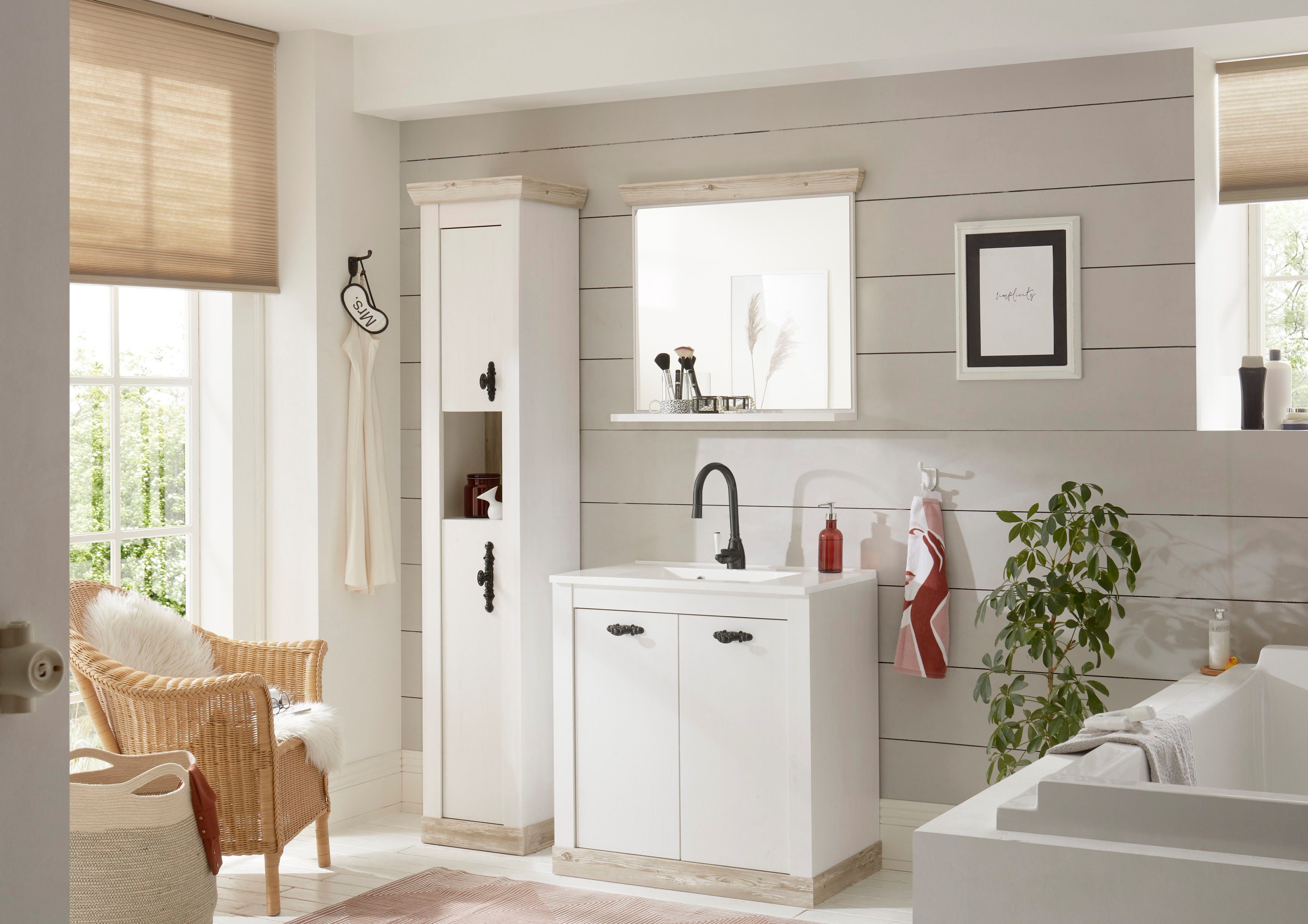 Home affaire Badkamerserie Florenz, badkamer in landhuisstijl, 3-delig badkamer (3-delig)
