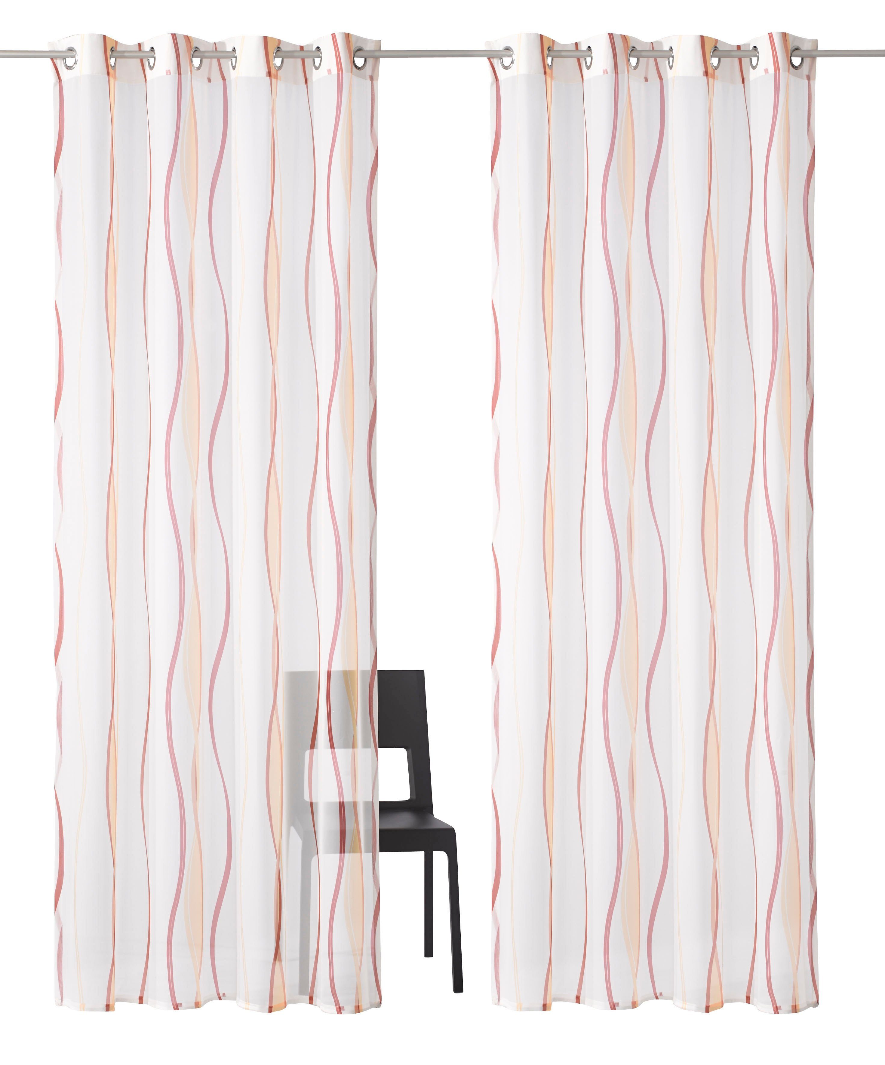 my home Gordijn Dimona set van 2, transparant, voile, polyester, golven (2 stuks)