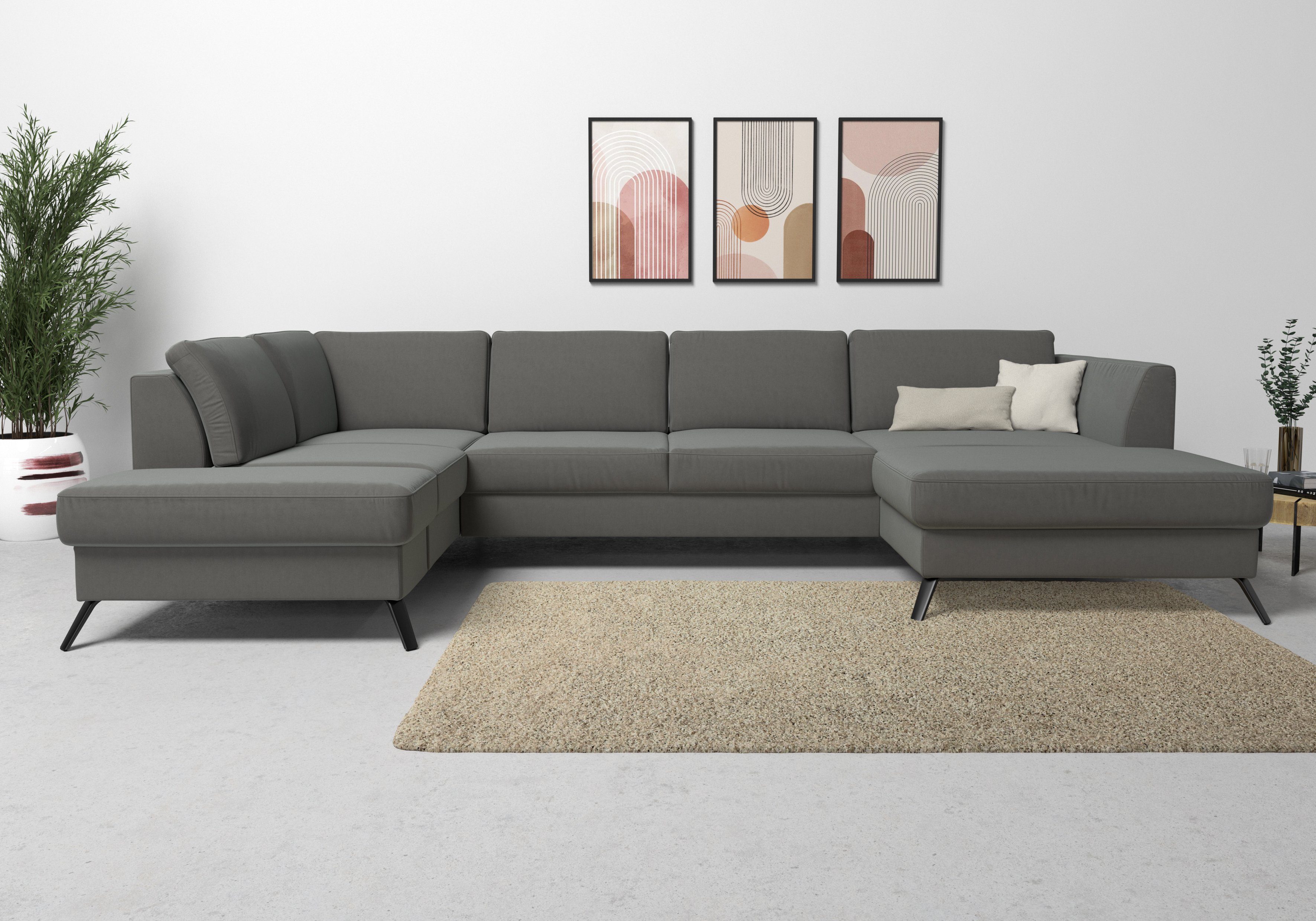 sit&more Zithoek Olsen U-vorm inclusief zitdiepteverstelling, naar keuze met slaapfunctie, 15 cm hoog