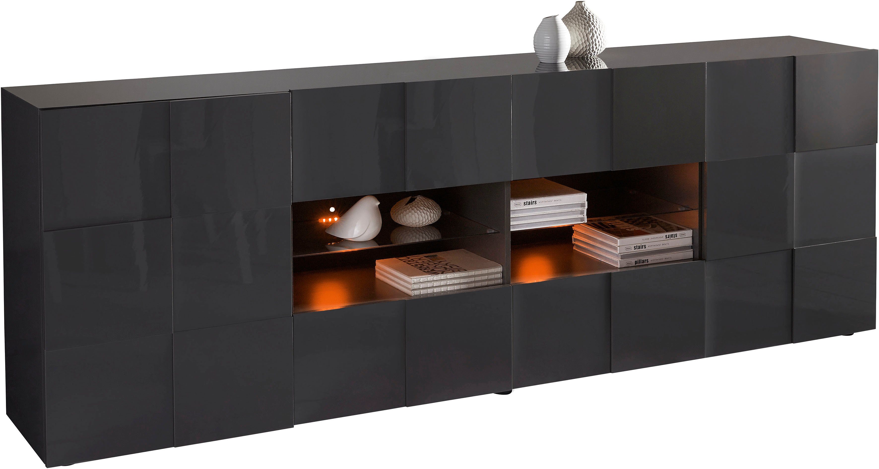 INOSIGN Dressoir Dama Breedte 241, Commode 2 deuren en 4 lades, Dressoir Front in 3D-uiterlijk, veel opbergruimte, verschillende kleuren