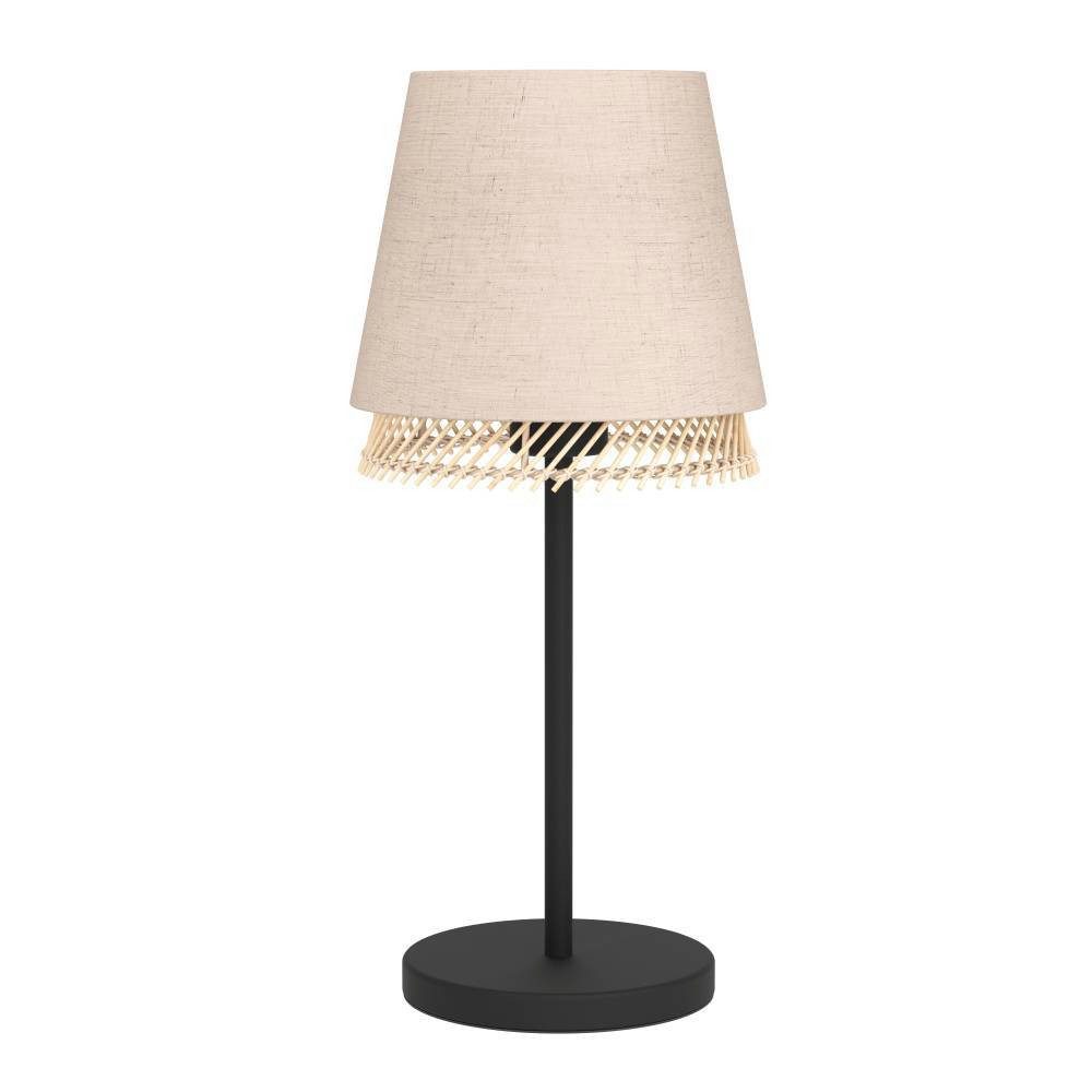 EGLO Tafellamp TABLEY Nachtkastlamp, metaal in zwart, bamboe en linnen, E27 fitting (1 stuk)