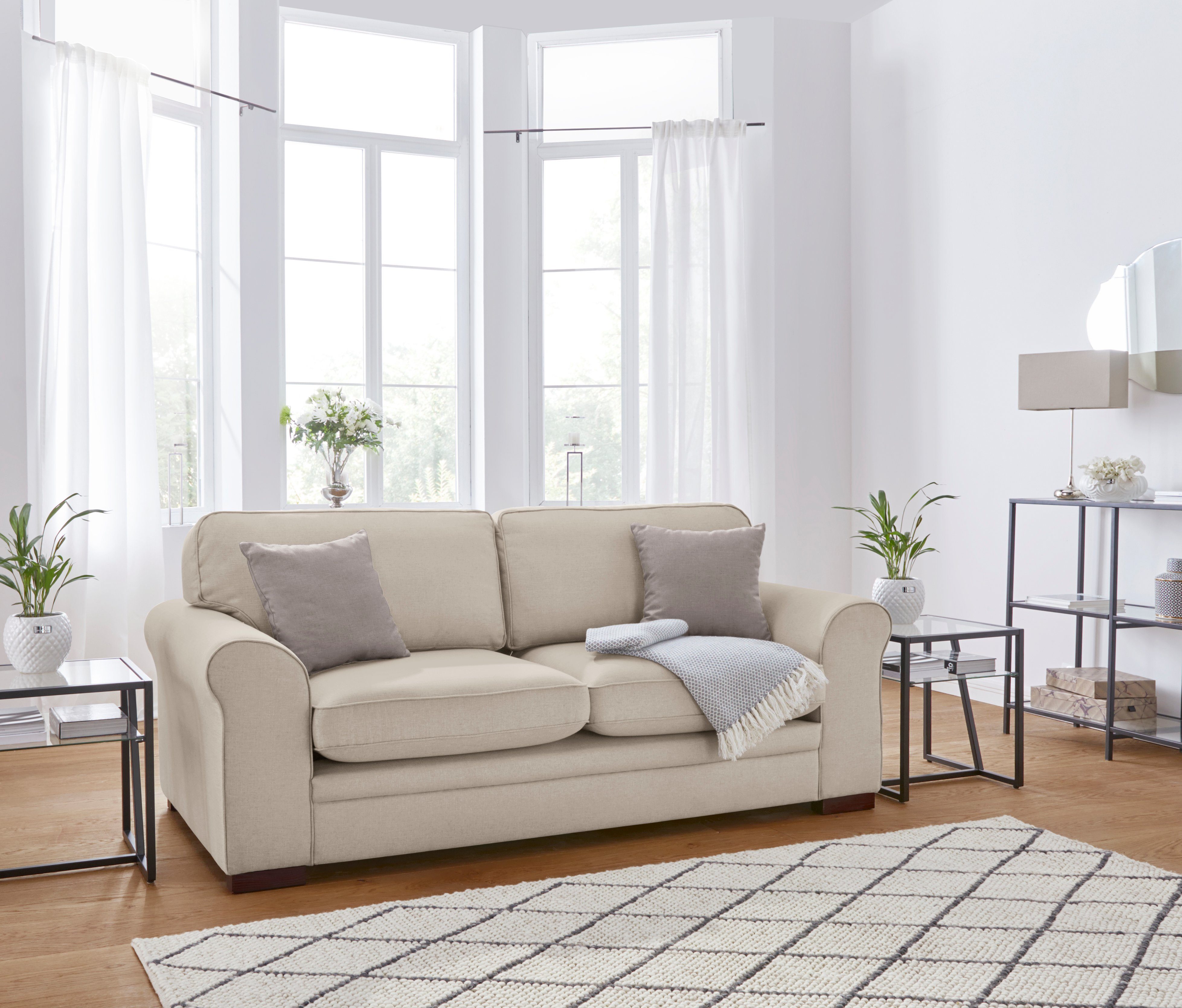 Home affaire 2-zitsbank Broughton zacht zitcomfort, incl. 2 sierkussens, opstaande naad