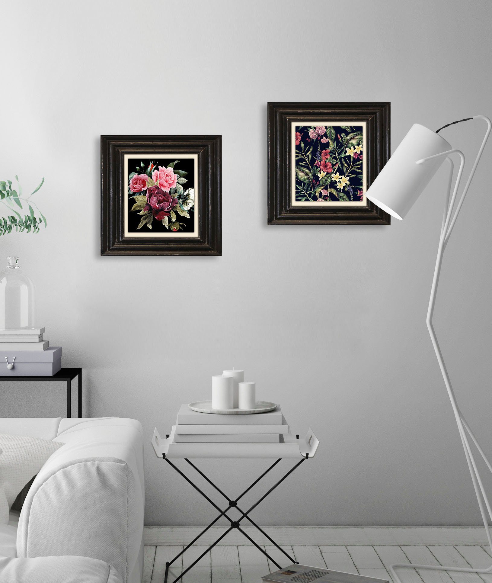 queence Artprint op linnen Bloemen Premium canvasstof, handgemaakt in Duitsland, 40x40cm