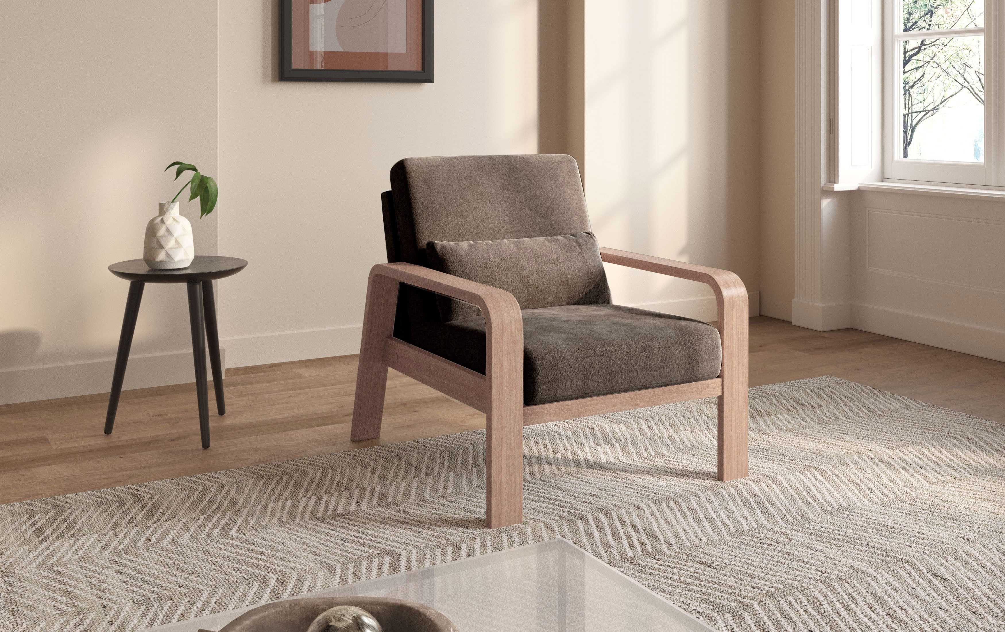 sit&more Fauteuil Kolding Armleuningen van natuurlijk beukenhout, verschillende bekledingen en kleuren