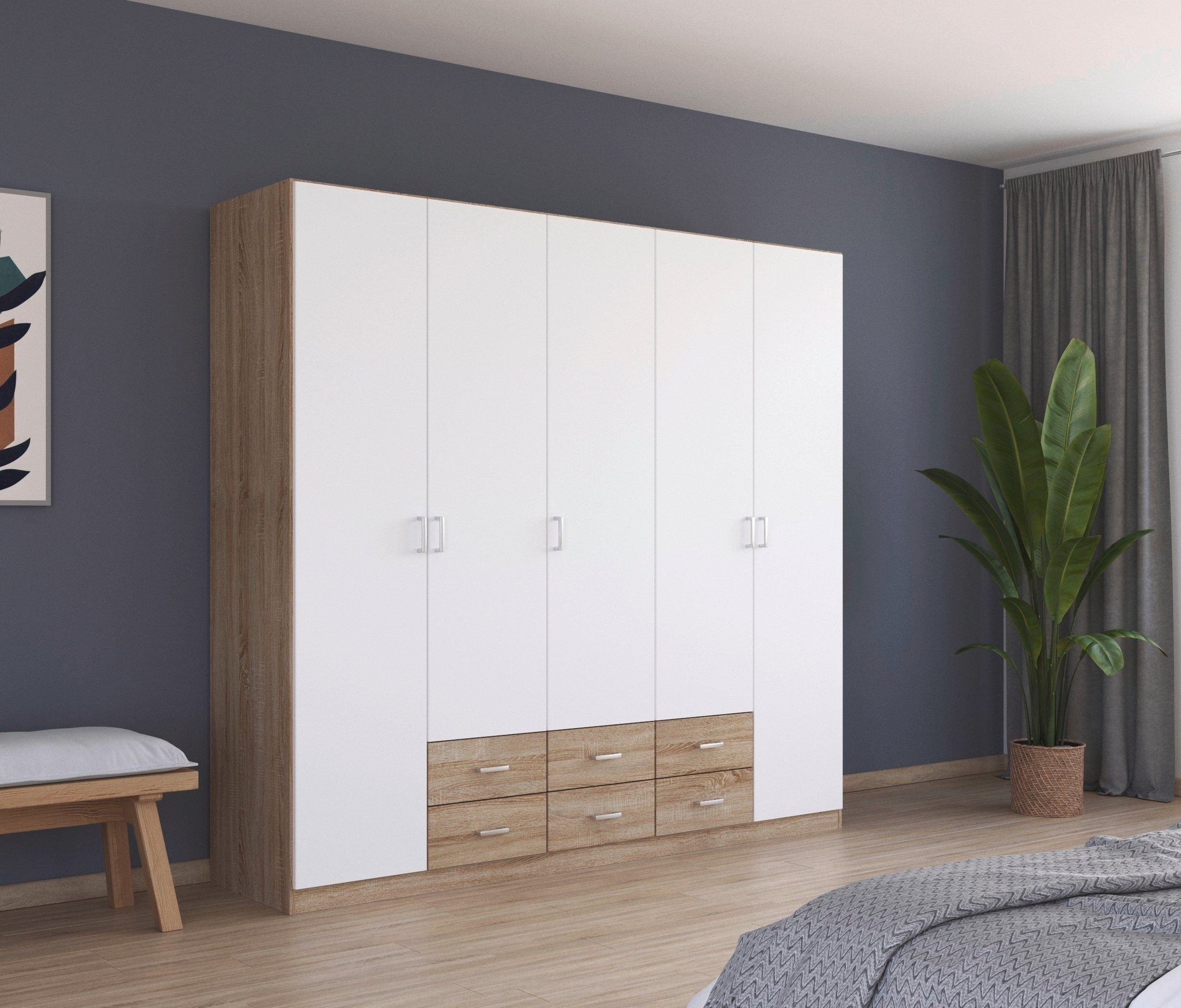 rauch Draaideurkast Kledingkast kast garderobe linnenkast GAMMA in 3 breedtes met 6 lades, in eenvoudig design topseller made in germany