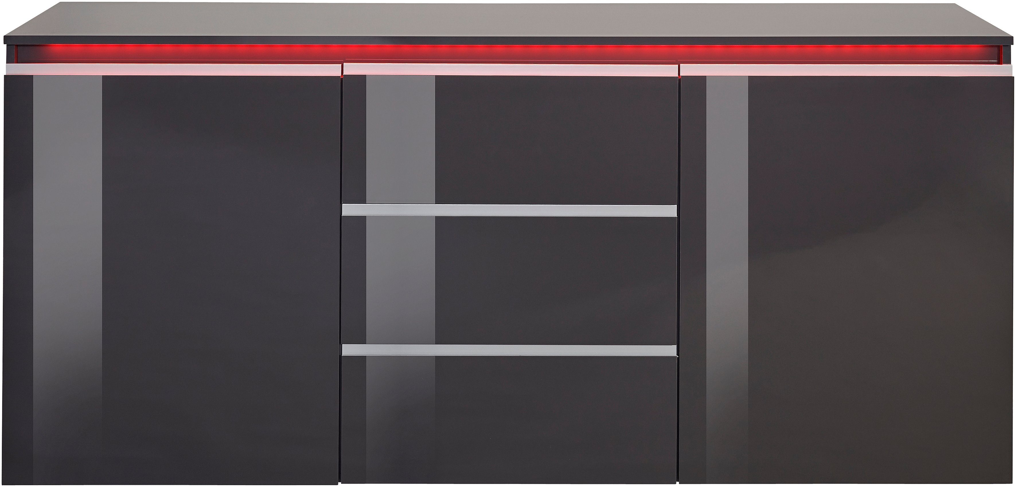 INOSIGN Dressoir Magic, commode, kast, dressoir met 2 deuren en 3 lades hoogglans gelakt (b/d/h) 180x40x80 cm
