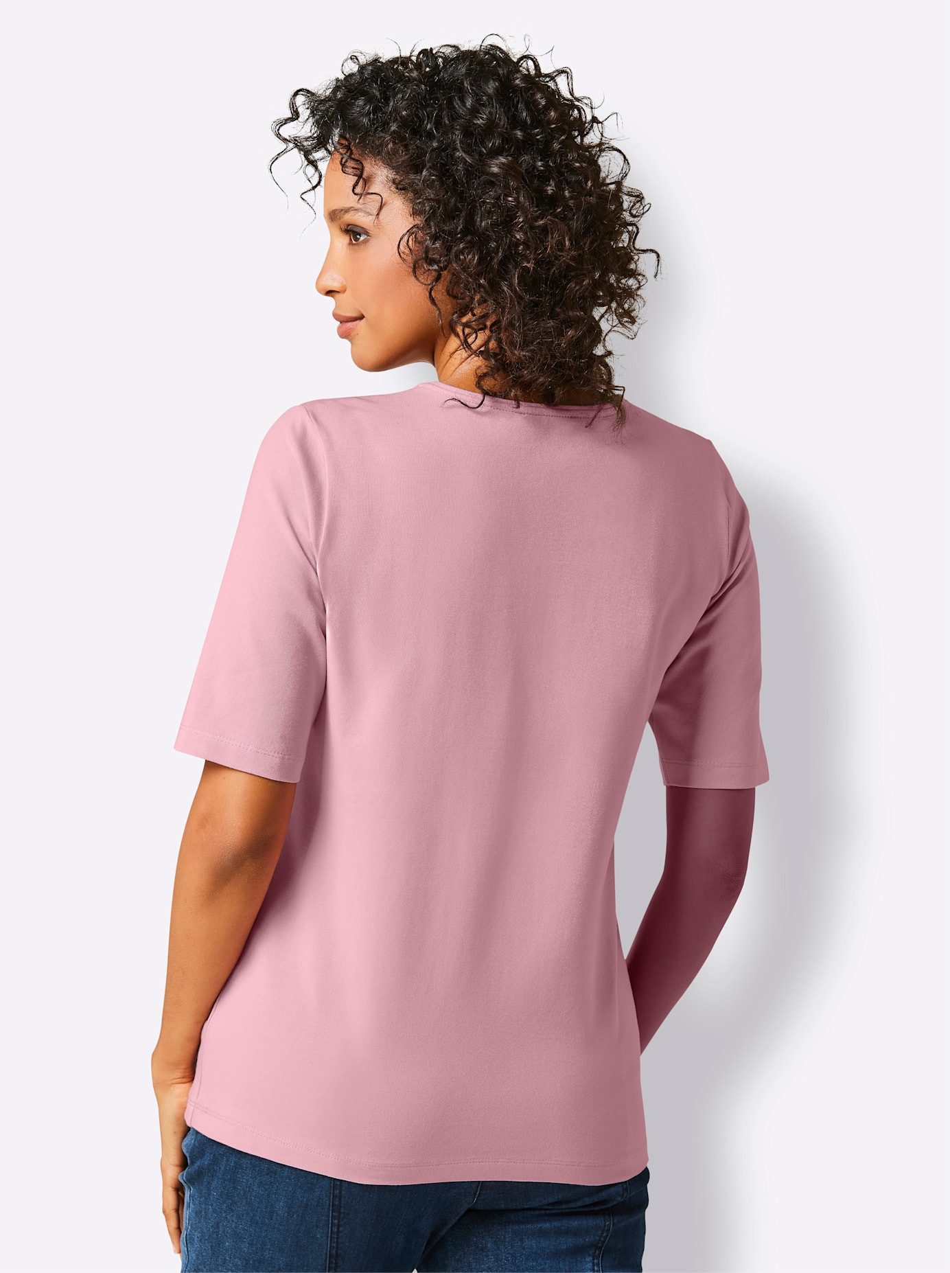 CREATION L PREMIUM Shirt met V-hals Pima-katoenen shirt (1-delig)