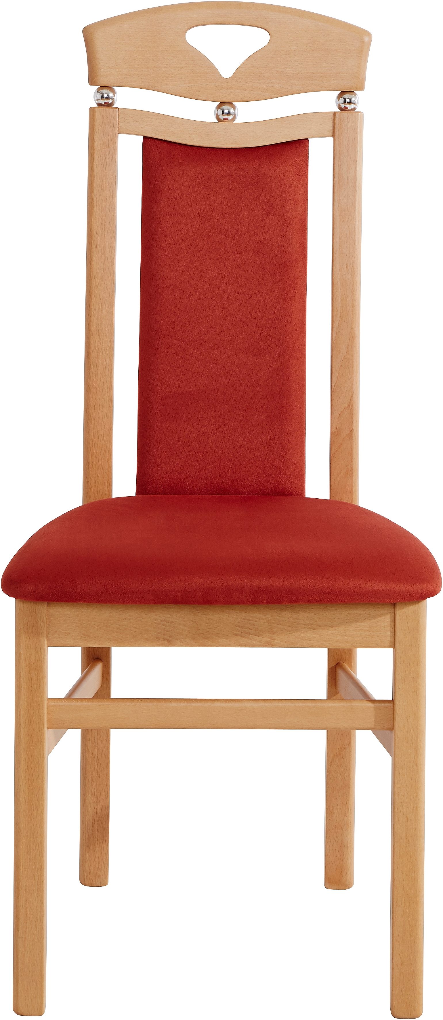 Home affaire Eetkamerstoel Berta keukenstoel Bekleding van microvezel, frame van massief beukenhout (set, 2 stuks)