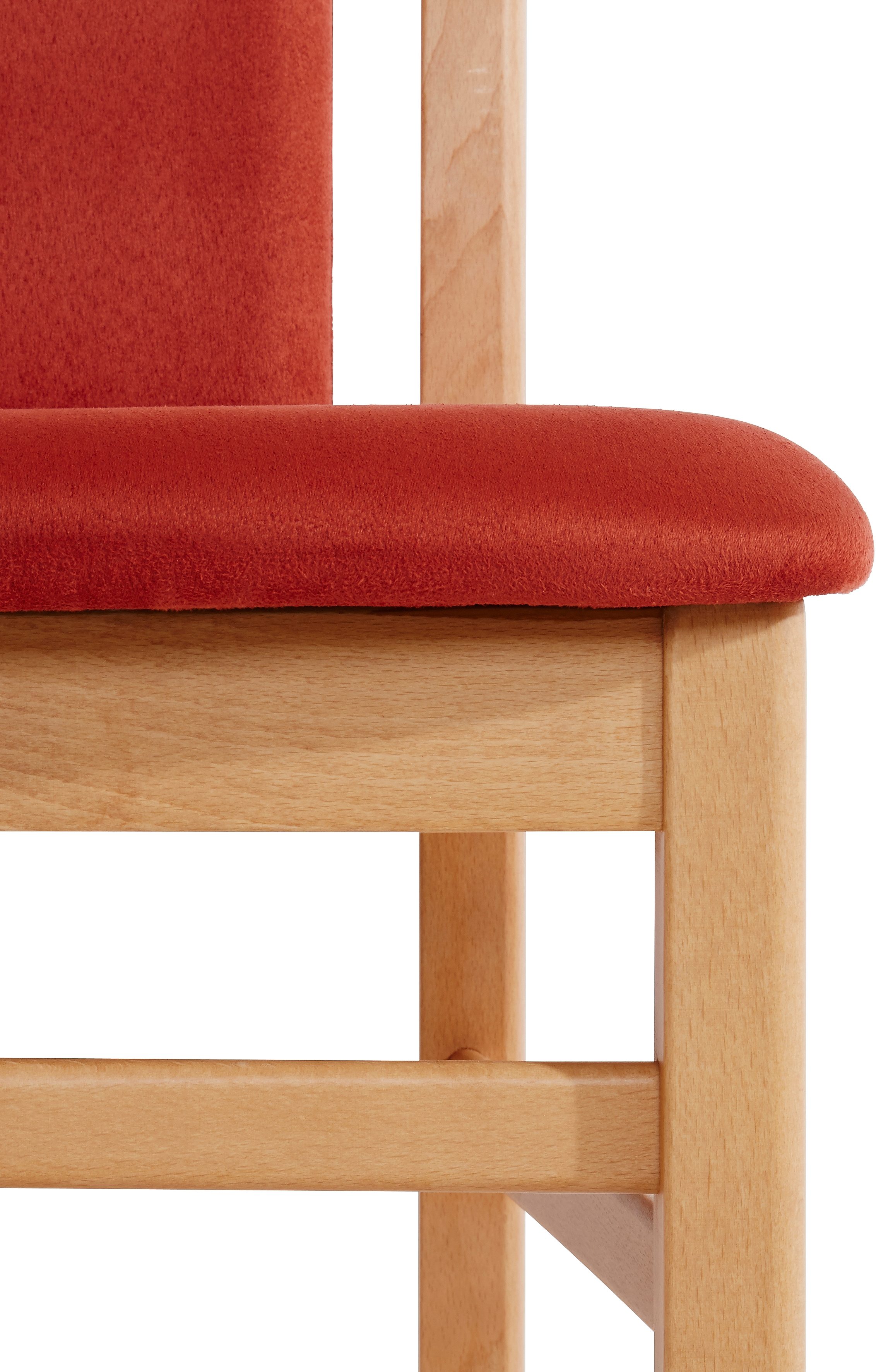 Home affaire Eetkamerstoel Berta keukenstoel Bekleding van microvezel, frame van massief beukenhout (set, 2 stuks)