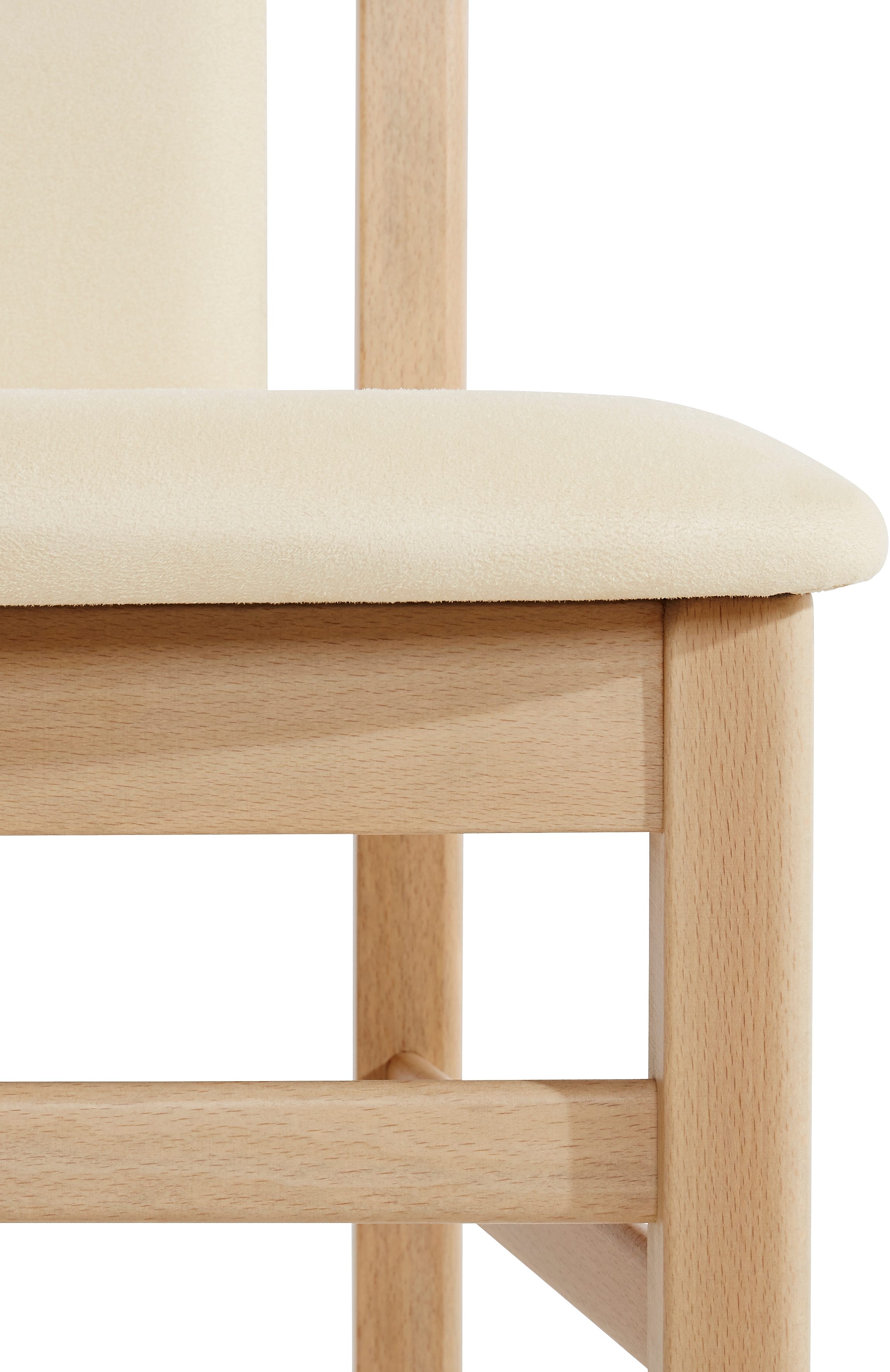 Home affaire Eetkamerstoel Berta keukenstoel Bekleding van microvezel, frame van massief beukenhout (set, 2 stuks)