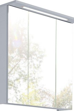 schildmeyer spiegelkast profiel breedte 70 cm, 3-deurs, verzonken ledverlichting, schakelaar--stekkerdoos, glasplateaus, made in germany zilver