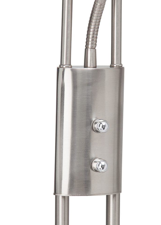 Brilliant Leuchten Staande ledlamp met uplight Finn Leesarm, H 179 cm, dimbaar, 2500 lm, warmwit, metaal/glas, ijzer/wit