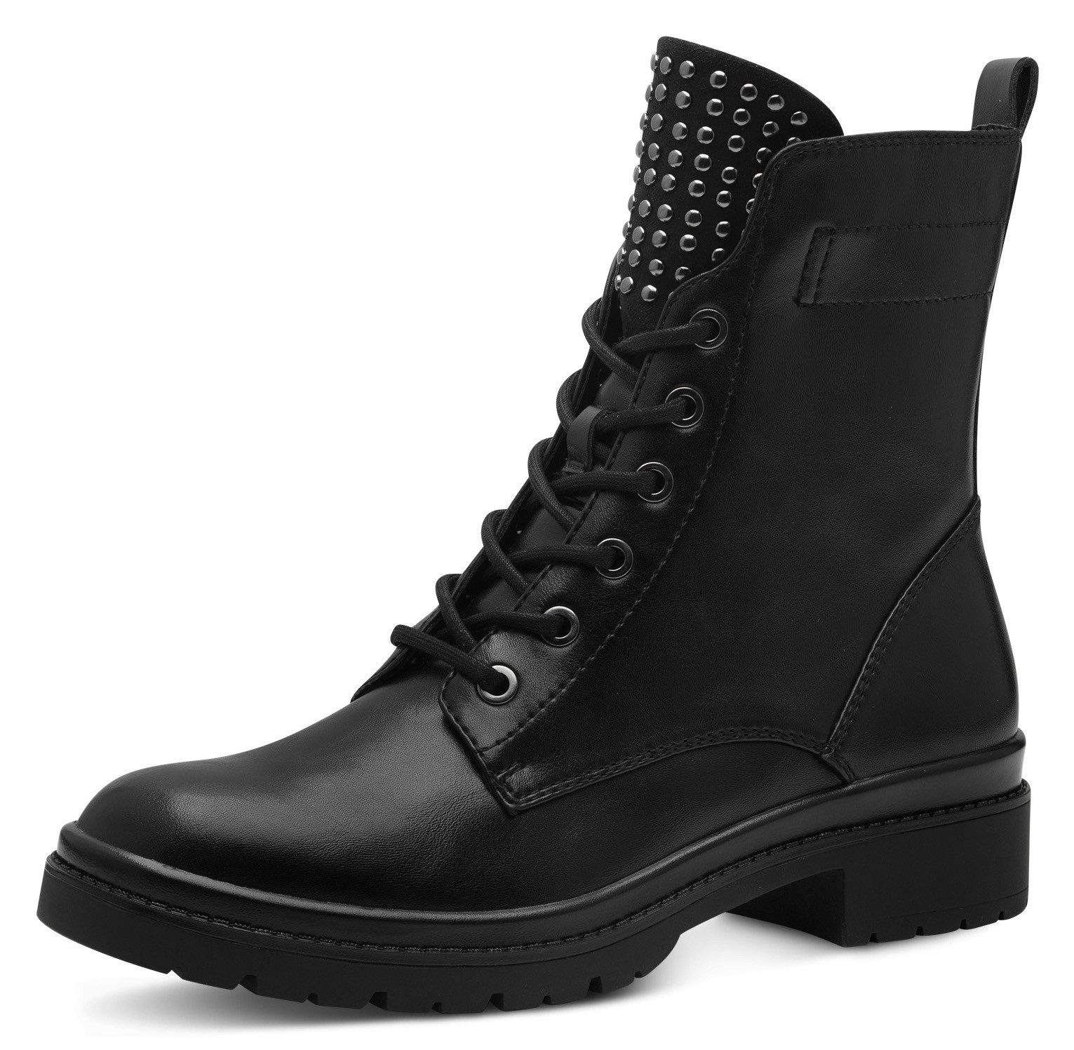 Tamaris Veterlaarsjes blokhak, veterschoenen, bikerboots bezet met studs