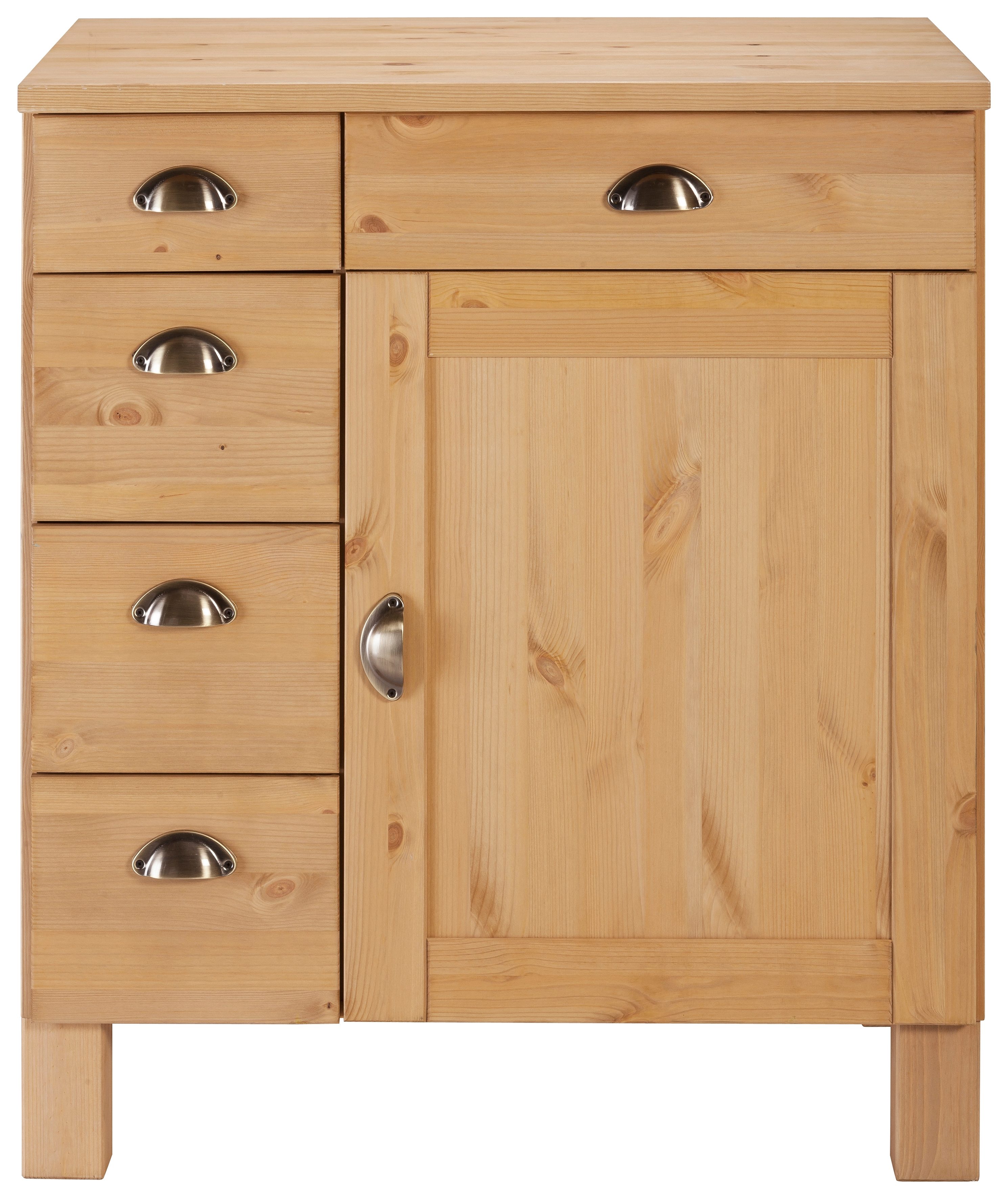 Home affaire Onderkast Oslo 75 cm breed, 1 deur, 5 laden, van grenen, metalen grepen