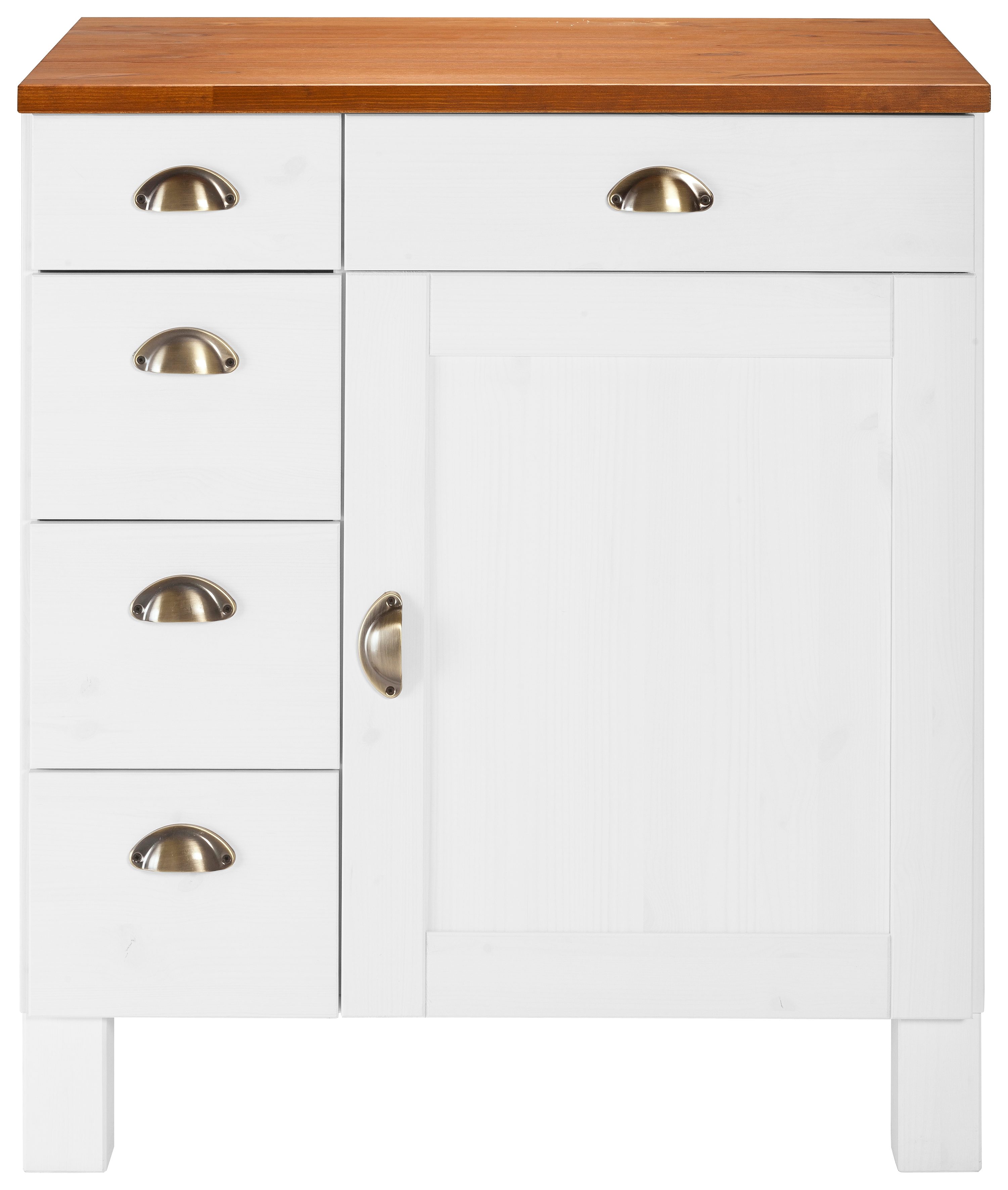 Home affaire Onderkast Oslo 75 cm breed, 1 deur, 5 laden, van grenen, metalen grepen