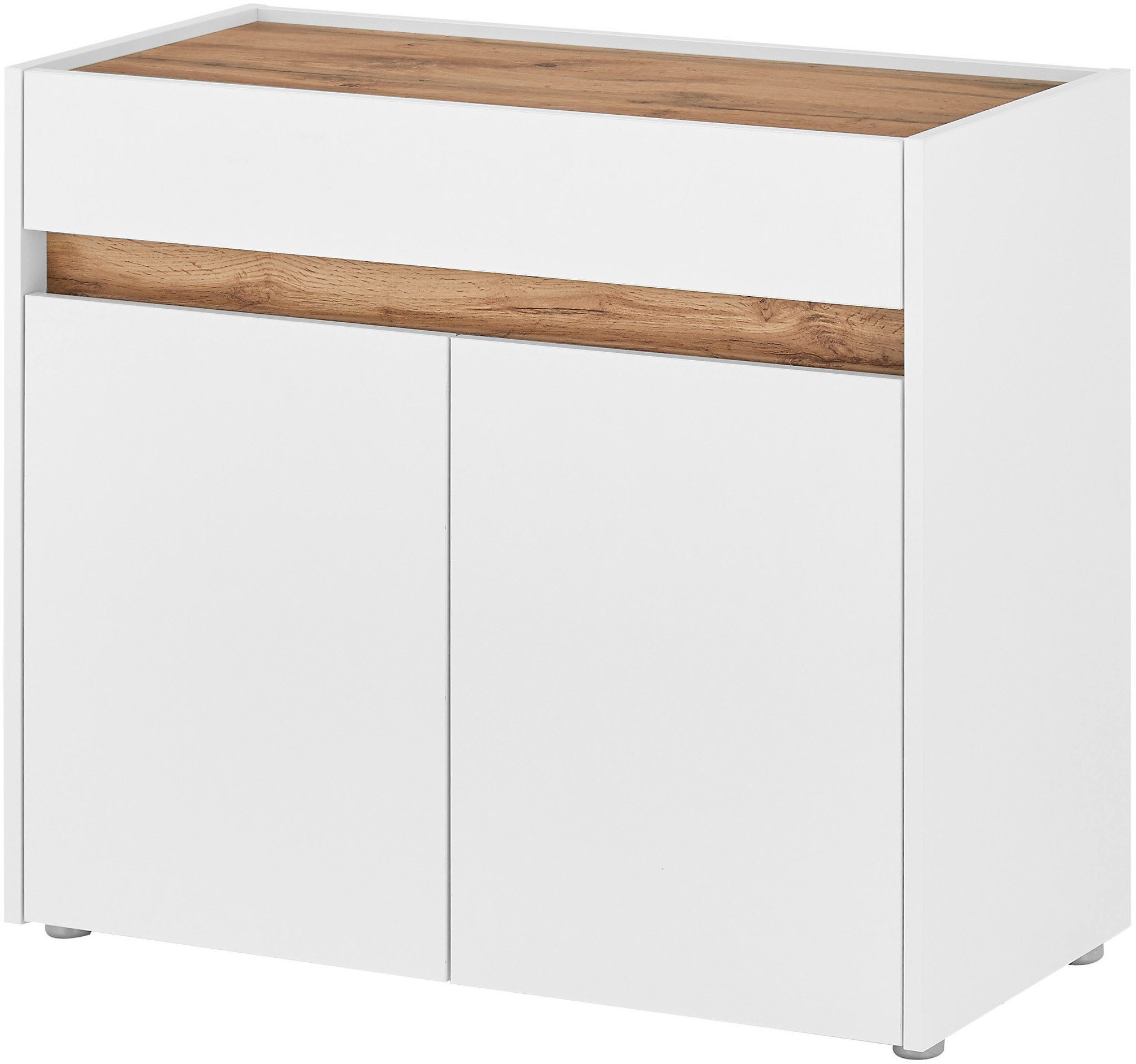 INOSIGN Kast GIRON/ CiTY, Kast in Wotan Eik, Sideboard in modern design in twee kleuren verkrijgbaar, 2 deuren, 1 lade, 80 cm breed dressoirs wit