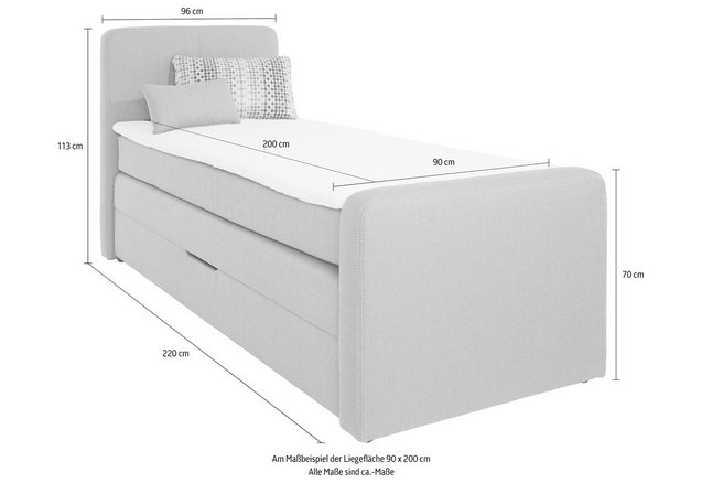 Boxspring met bedkist incl. topper en kussen Boxspring met bedkist incl. topper en kussen