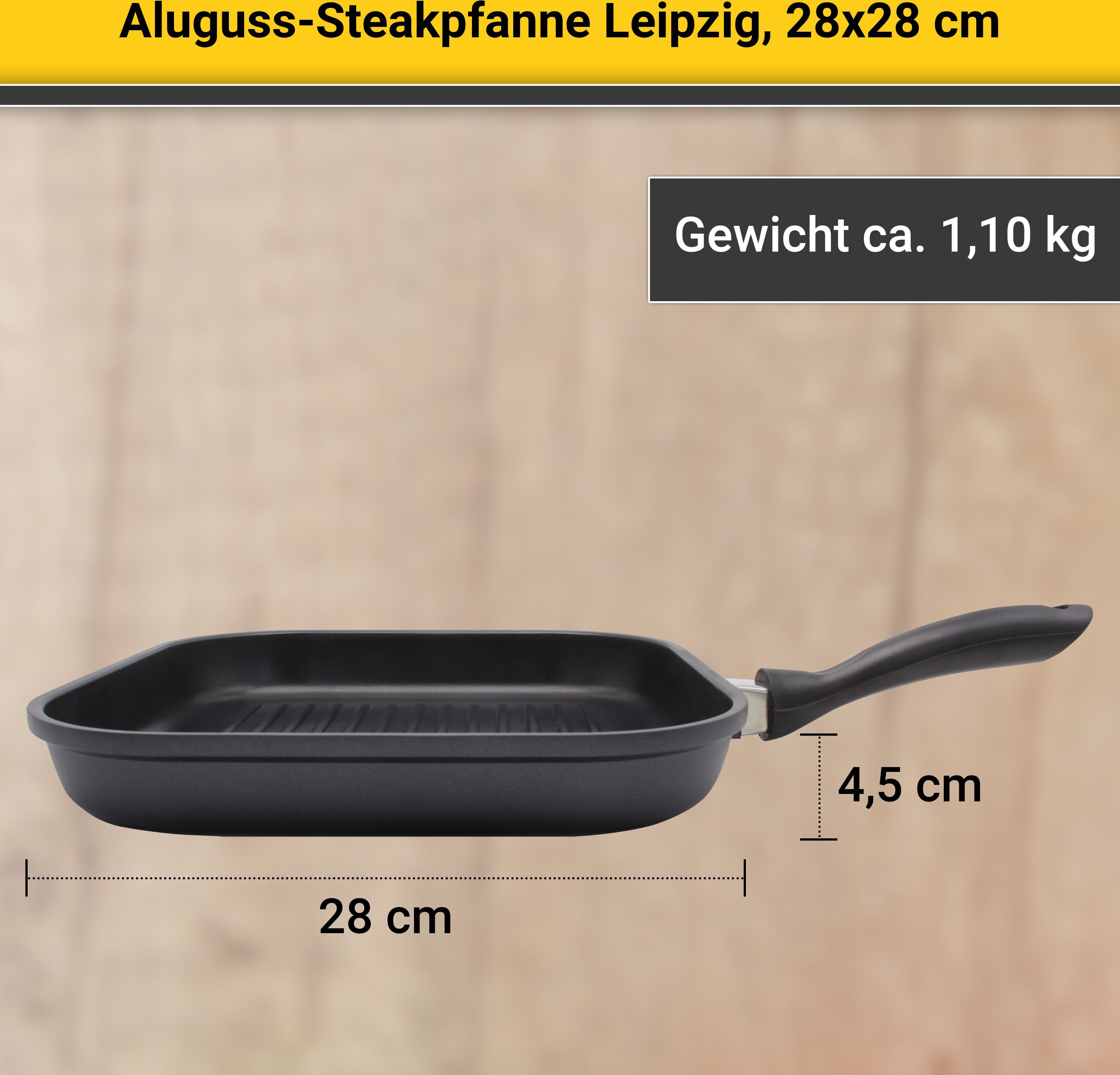 Krüger Steakpan Aluguss grill-/ steakpan LEIPZIG, 28 x 28 cm (1-delig)