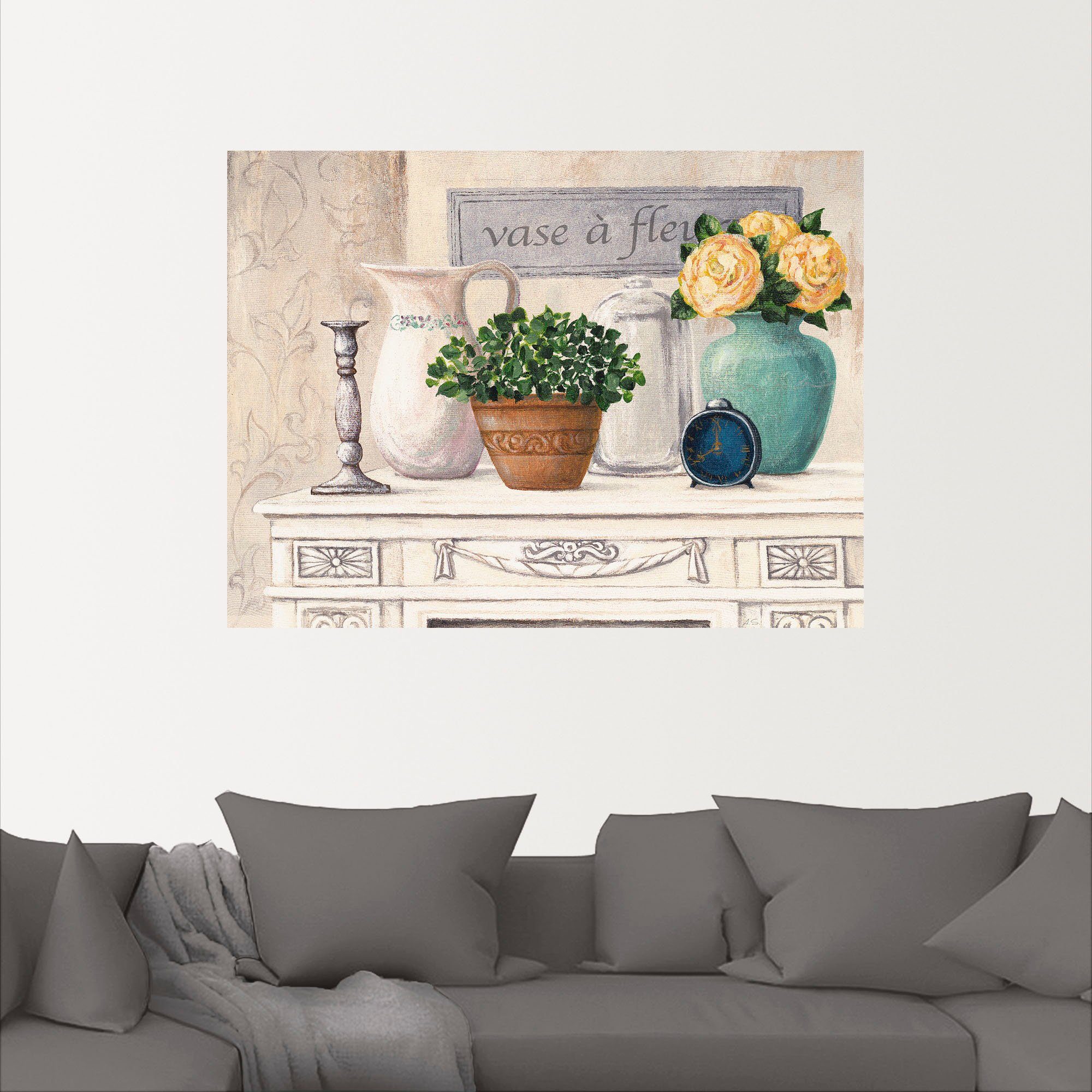 Artland Artprint Vazen met bloemen als artprint van aluminium, artprint voor buiten, muursticker in diverse maten