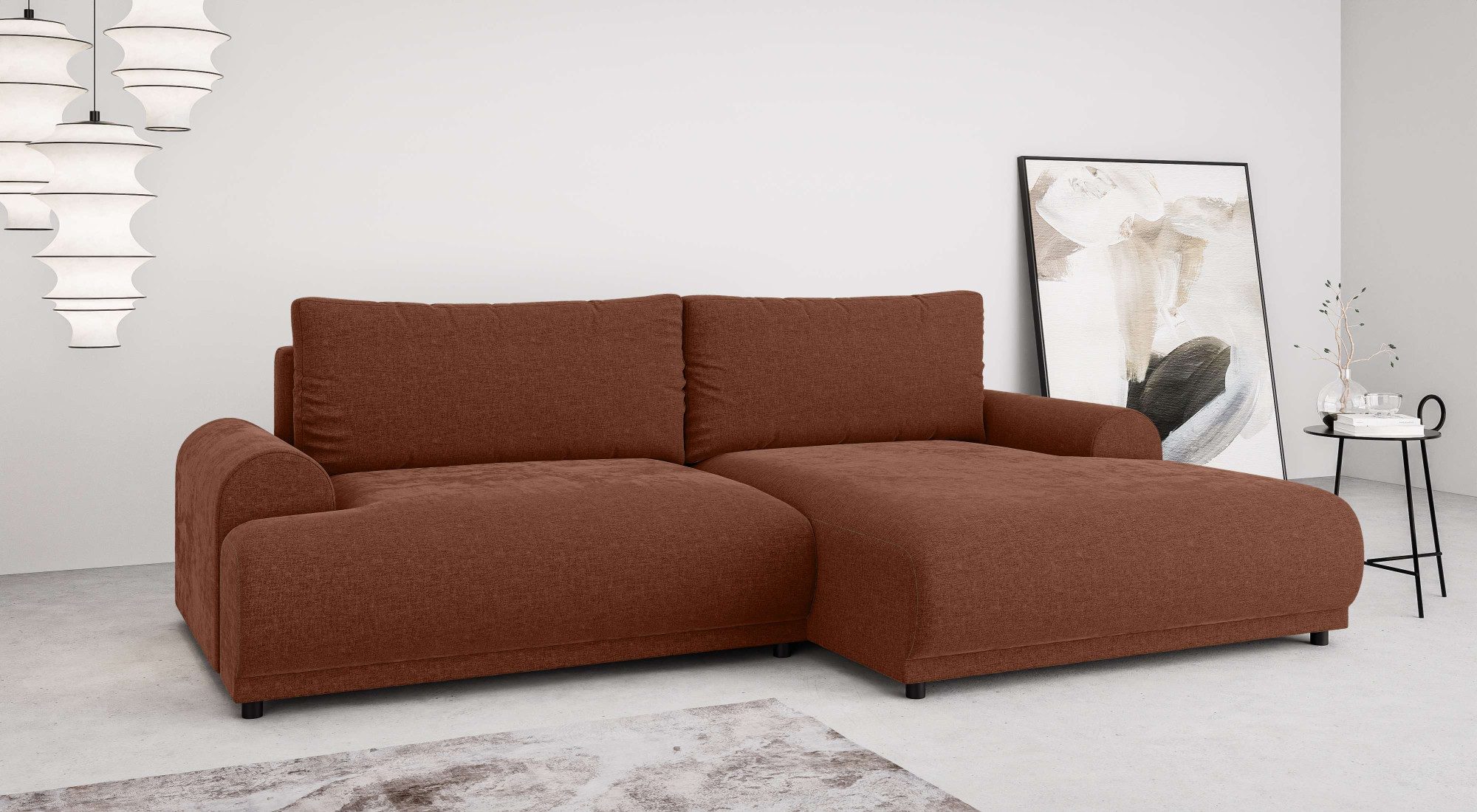 INOSIGN Hoekbank Marsby, met bedfunctie en bedlade, afmetingen: B/H/D 242/65/145 cm rood, hoekbanken