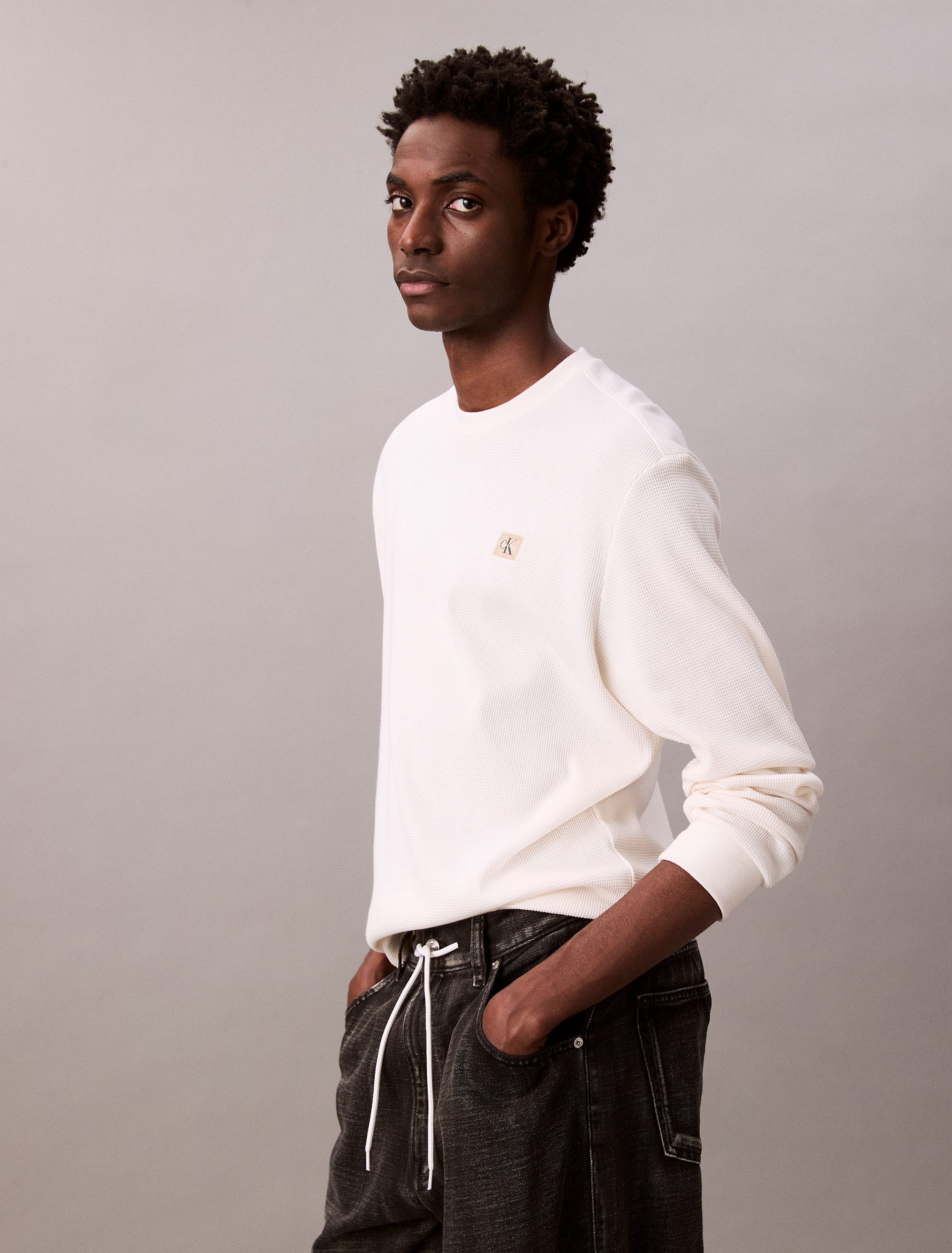 Calvin Klein Shirt met lange mouwen LS WAFFLE BADGE CREWNK TEE