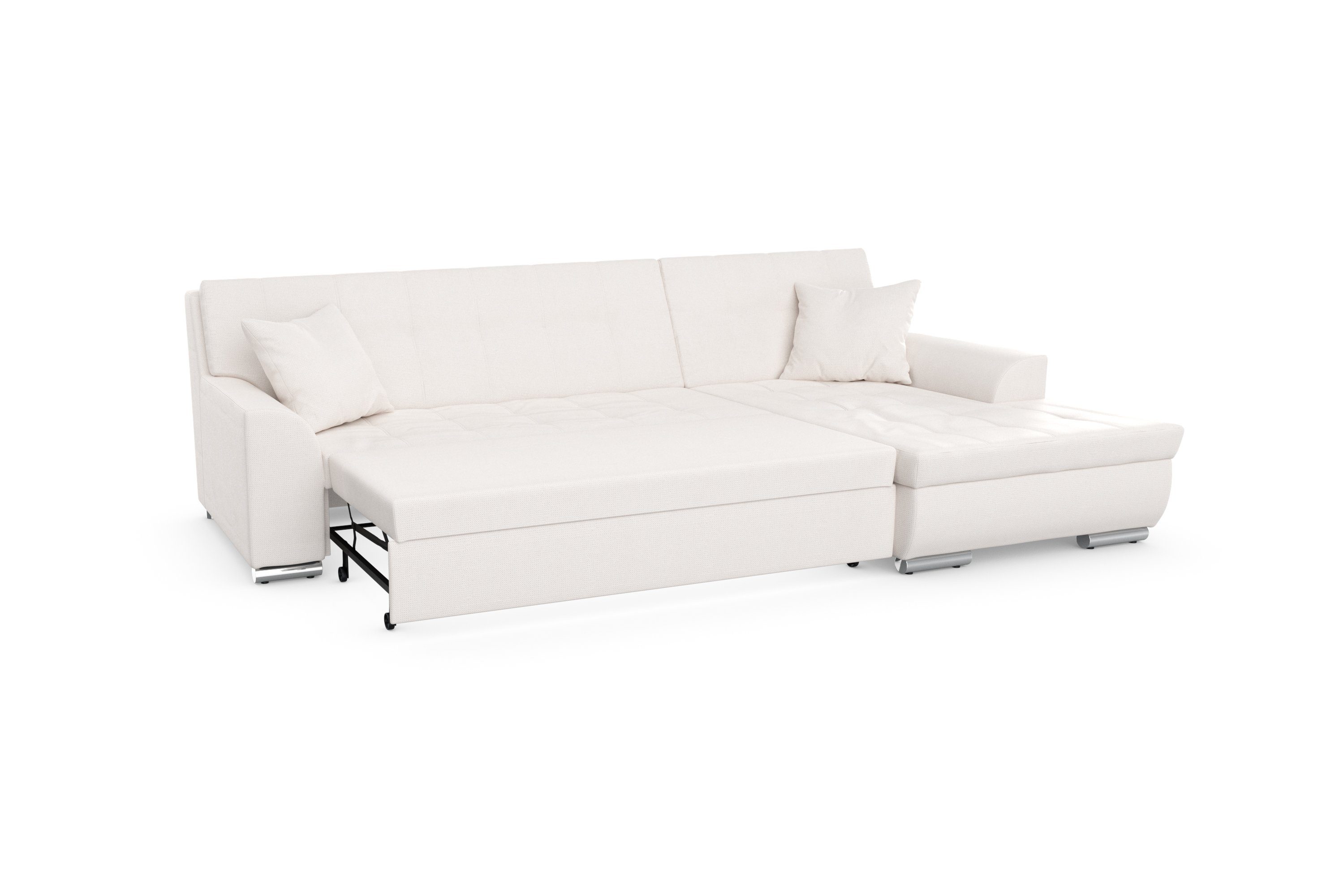 DOMO collection Hoekbank Treviso veel bekledingen, ook in cord, L-vorm, B/D/H: 267/80/83 cm optioneel met slaapbank functie, incl. sierkussens, hoogwaardig doorgestikt patroon