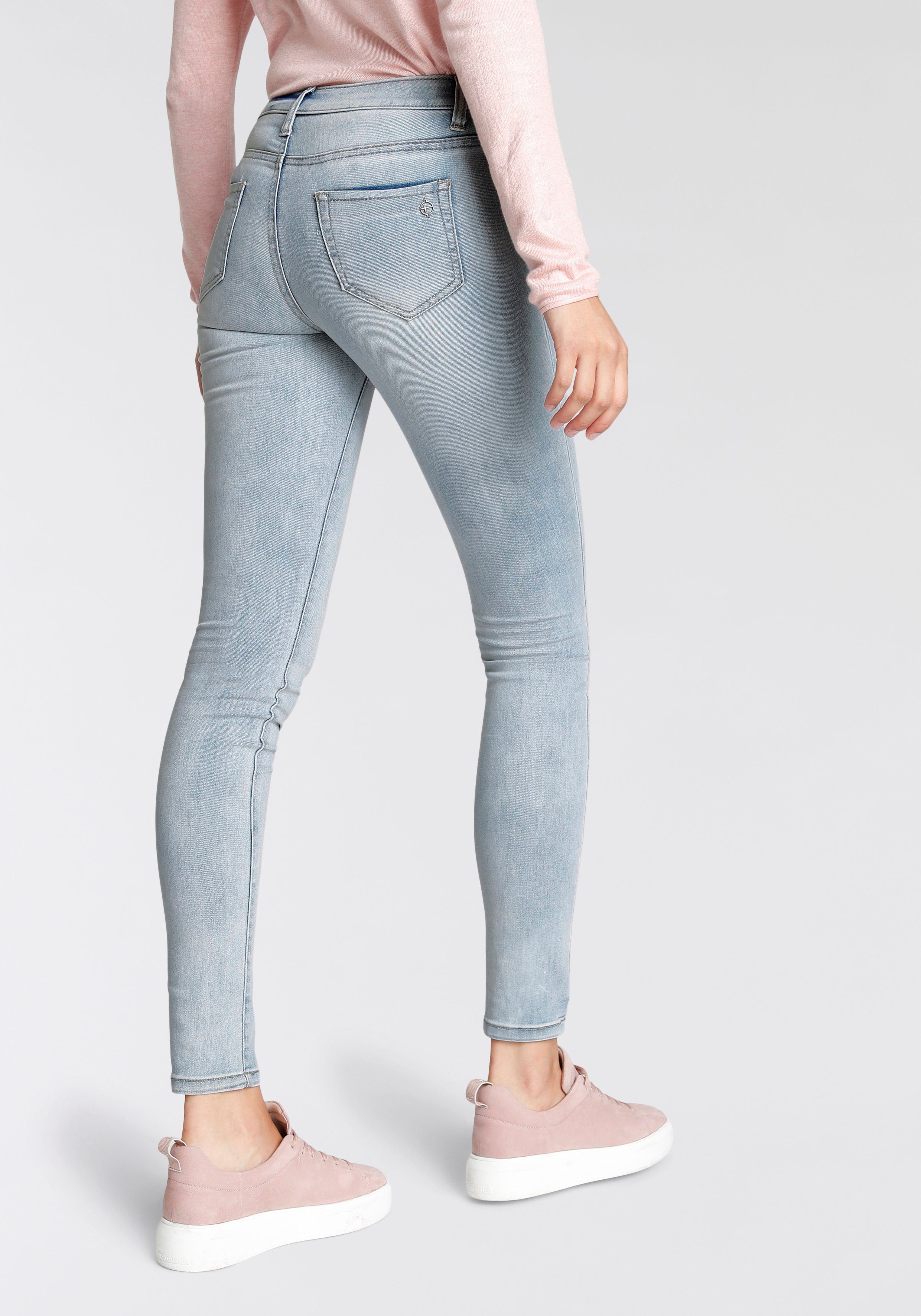 Tamaris Skinny fit jeans smalle broekpasvorm, normale taille, 5-pocket-vorm, used-wassing