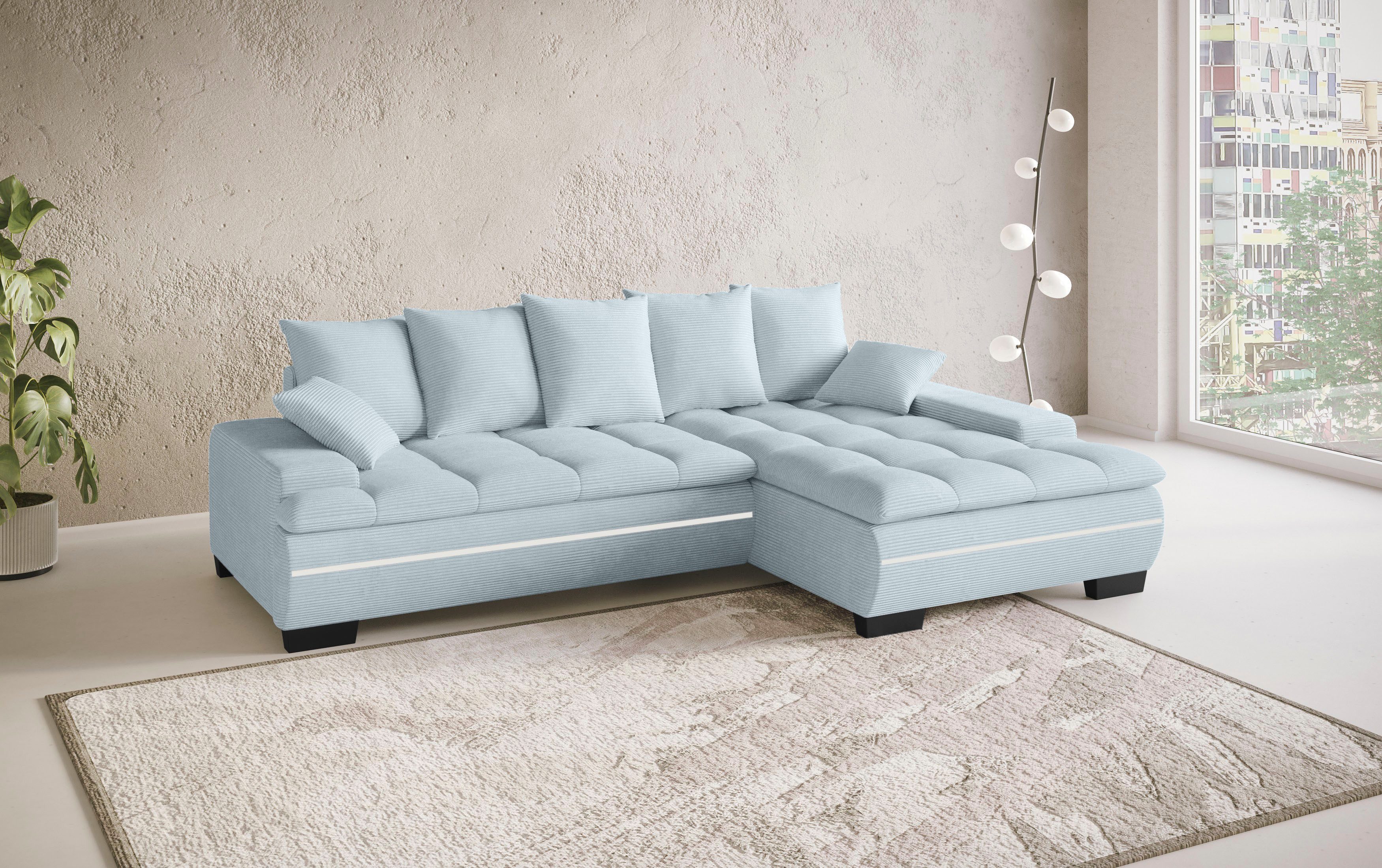 Mr. Couch Hoekbank Haiti II, L-vorm RGB-LED verlichting, koudschuim, optioneel met bed, bedlade
