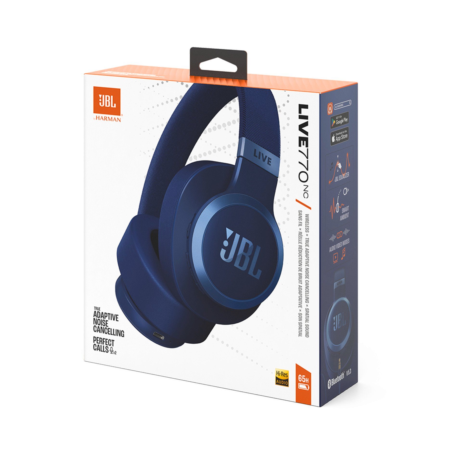 JBL Wireless hoofdtelefoon LIVE 770NC met JBL Signature Sound en Surround Sound Draadloze Over Ear hoofdtelefoon met True Adaptive Noise Cancelling