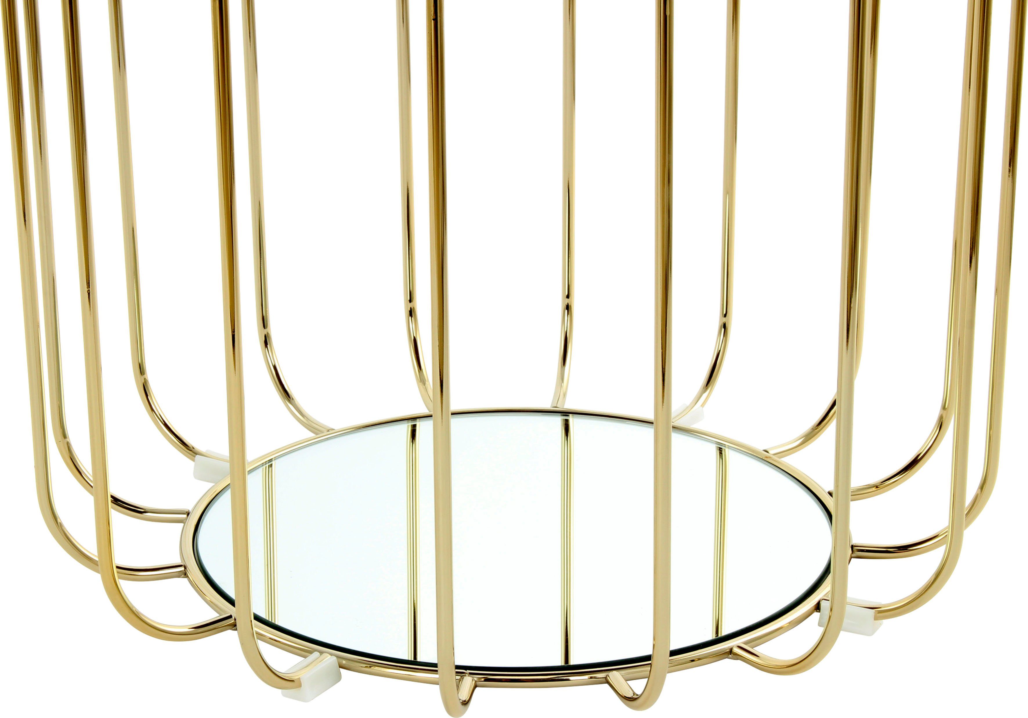 Kayoom Bijzettafel Pouf Comfortable 110, afneembare en omkeerbare bovenkant praktisch om te bouwen tot tafel of voetenbank/poef, met spiegelglas (1 stuk)