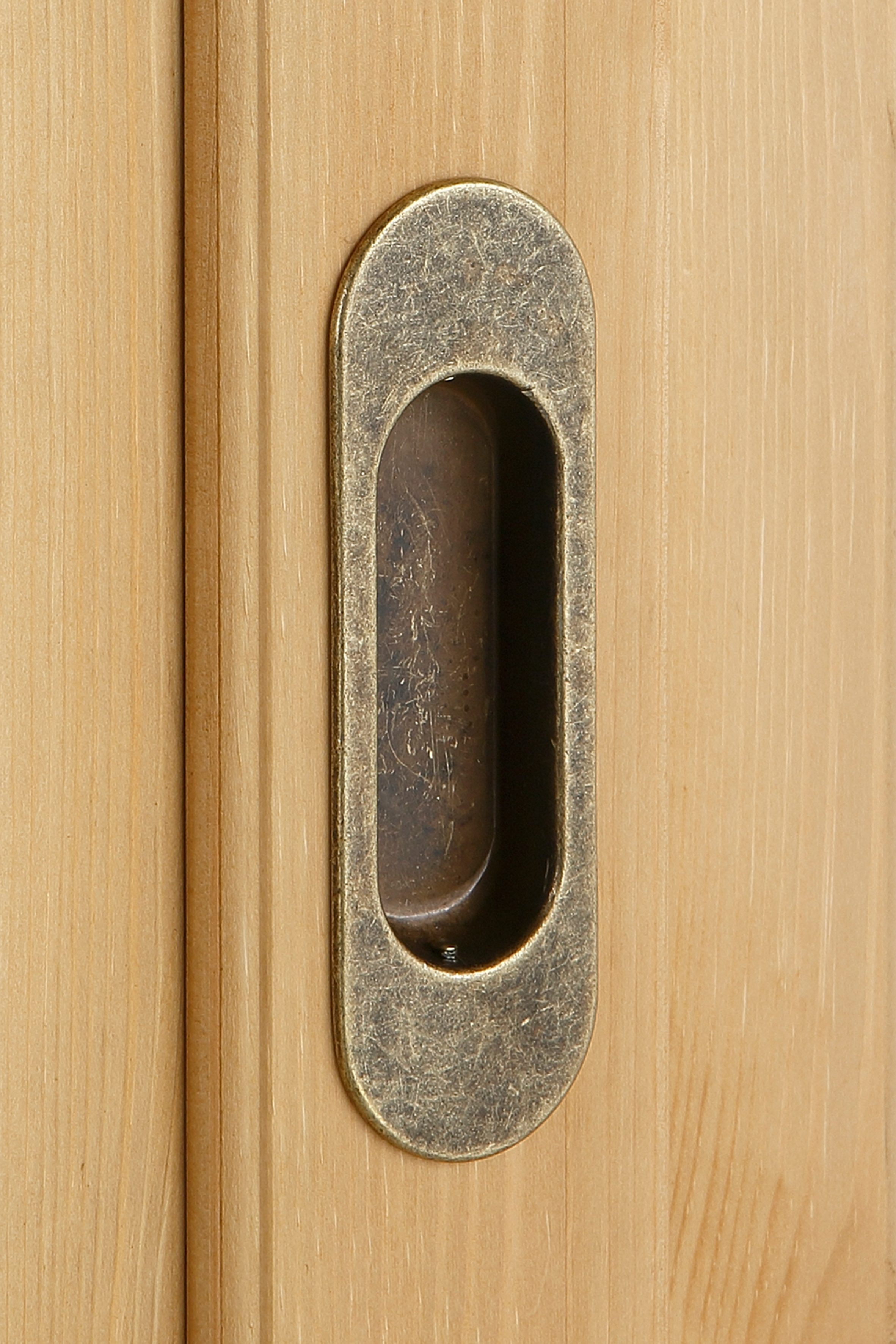 Home affaire Schuifdeurkast Konrad, landelijke stijl, rustiek, met lades + spiegel, kassettes massief dennenhout, fsc®-gecertificeerd, messing handgrepen, verschillende varianten