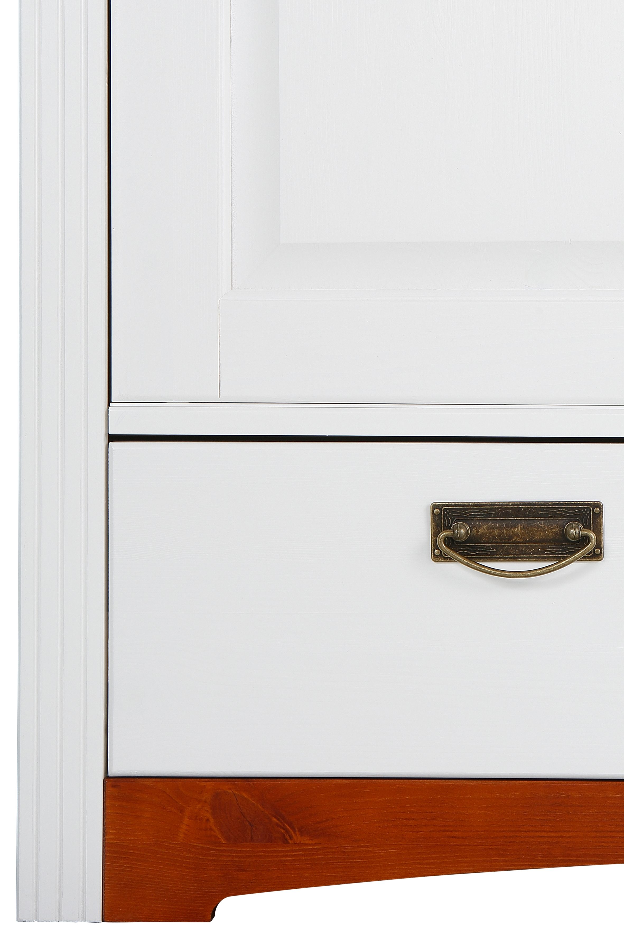 Home affaire Schuifdeurkast Konrad, landelijke stijl, rustiek, met lades + spiegel, kassettes massief dennenhout, fsc®-gecertificeerd, messing handgrepen, verschillende varianten