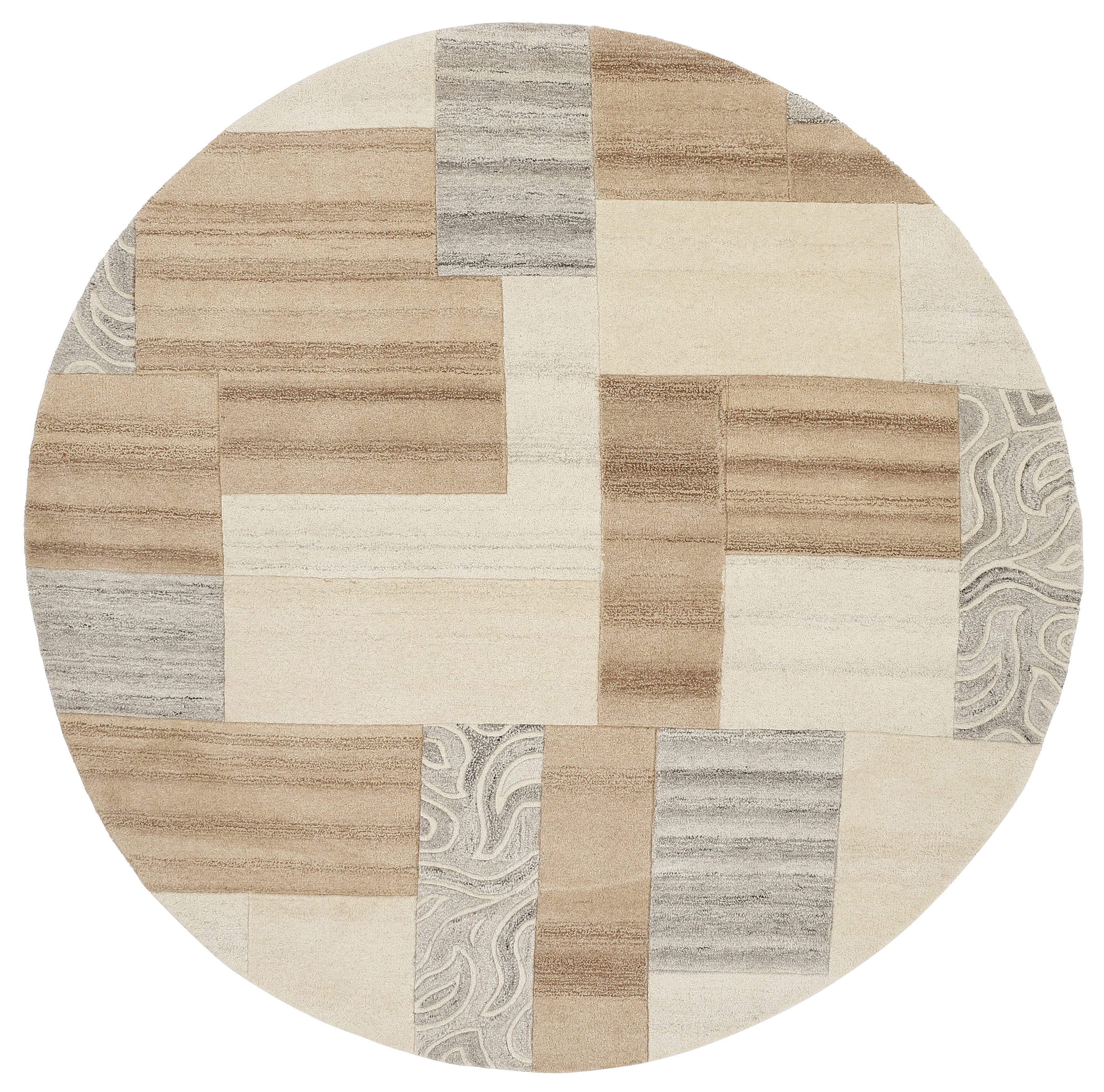 THEKO Wollen kleed Lola, wol, handgemaakt, patchwork ontwerp handgetuft, woonkamer, slaapkamer, eetkamer