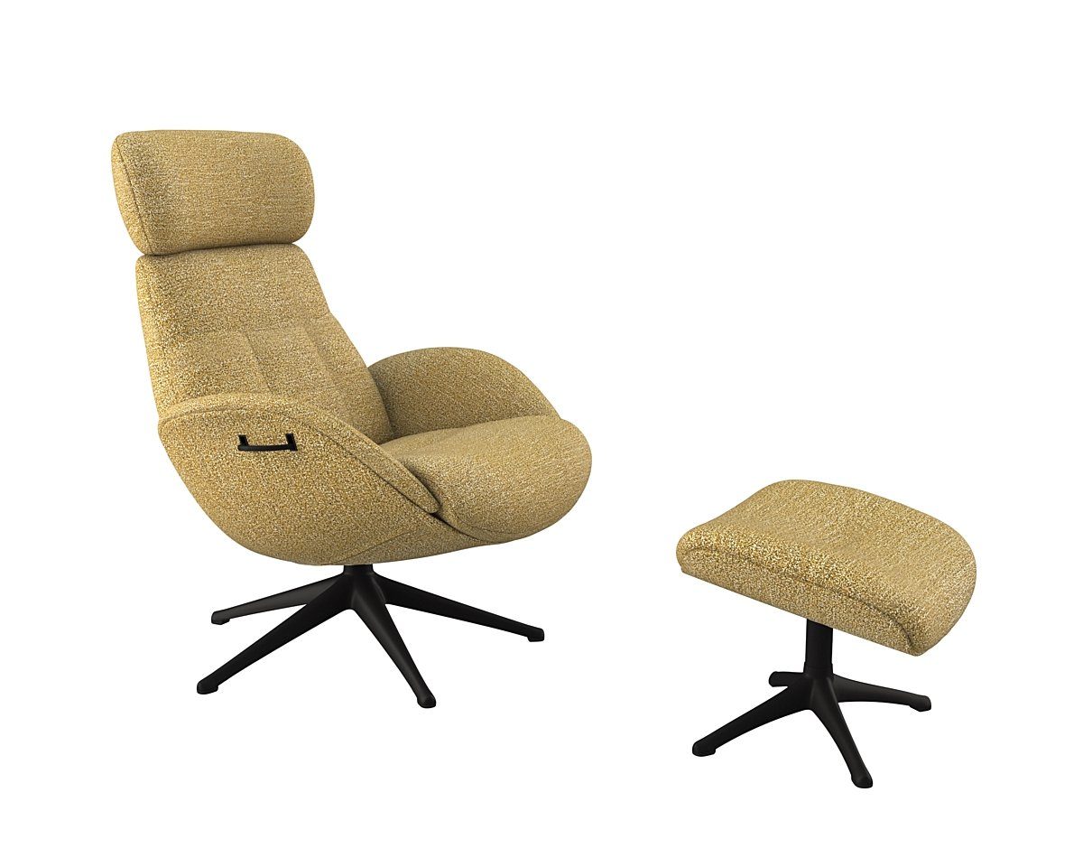 FLEXLUX Relaxfauteuil Relaxchairs Elegant Eersteklas comfort, rug- en hoofdsteunverstelling, draaibaar, zwarte voet