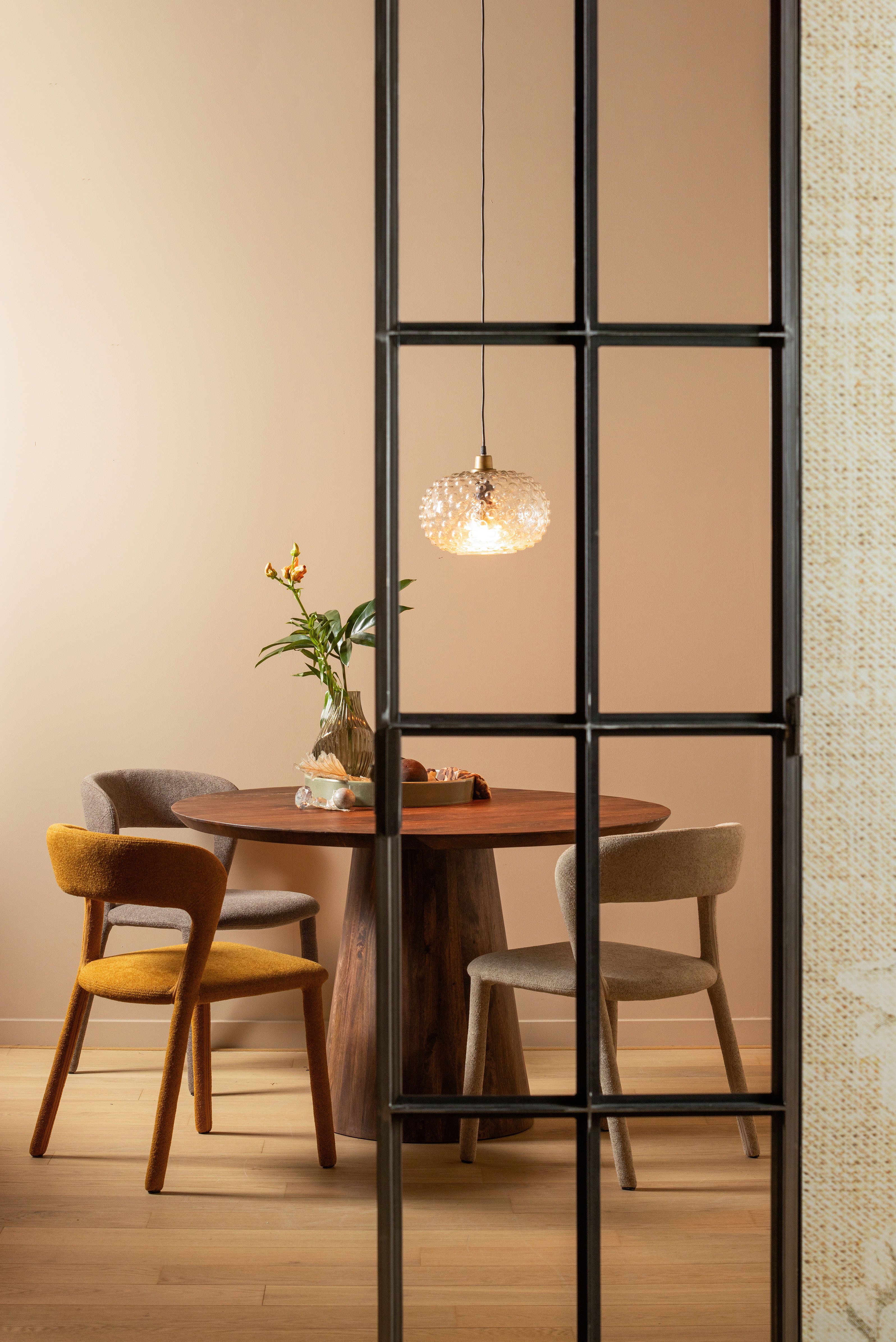 WOOOD Eetkamerstoel Noble volledig met stof bekleed, hoogte 76 cm x breedte 51 cm (set, 2 stuks)