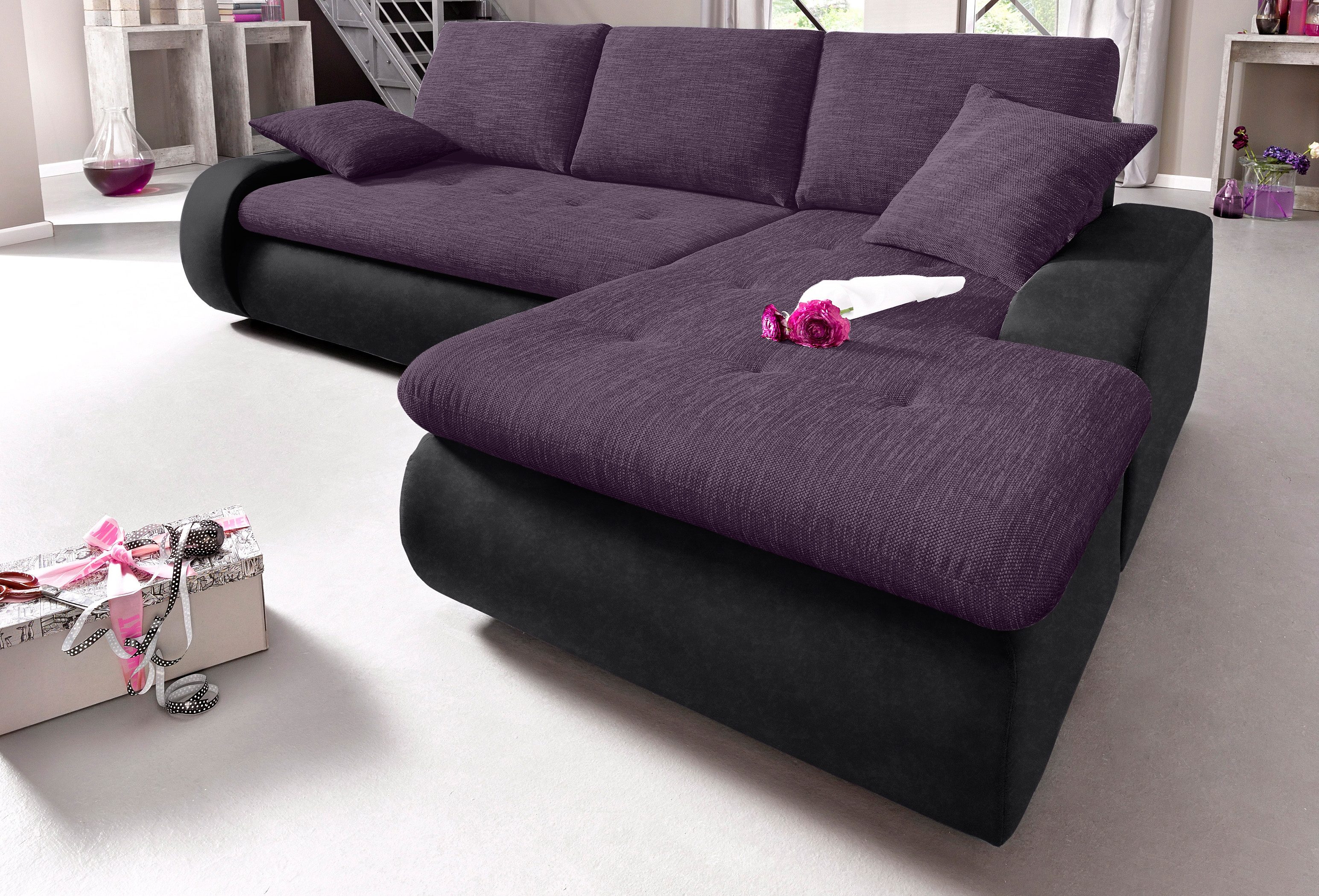 TRENDMANUFAKTUR Hoekbank Indie, modern en comfortabel, materiaalmix, OTTO's keuze, L-vorm