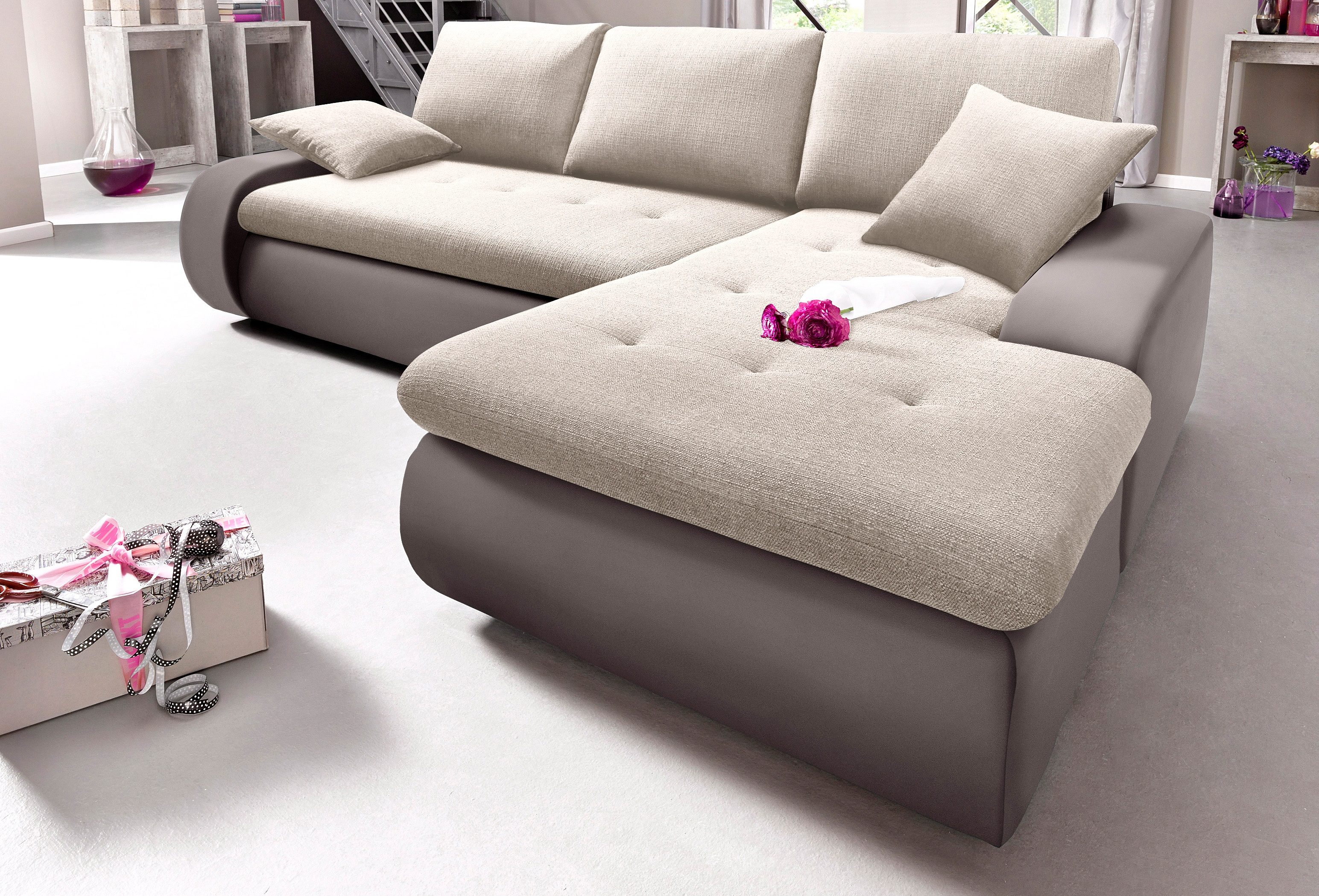 TRENDMANUFAKTUR Hoekbank Indie, modern en comfortabel, materiaalmix, OTTO's keuze, L-vorm