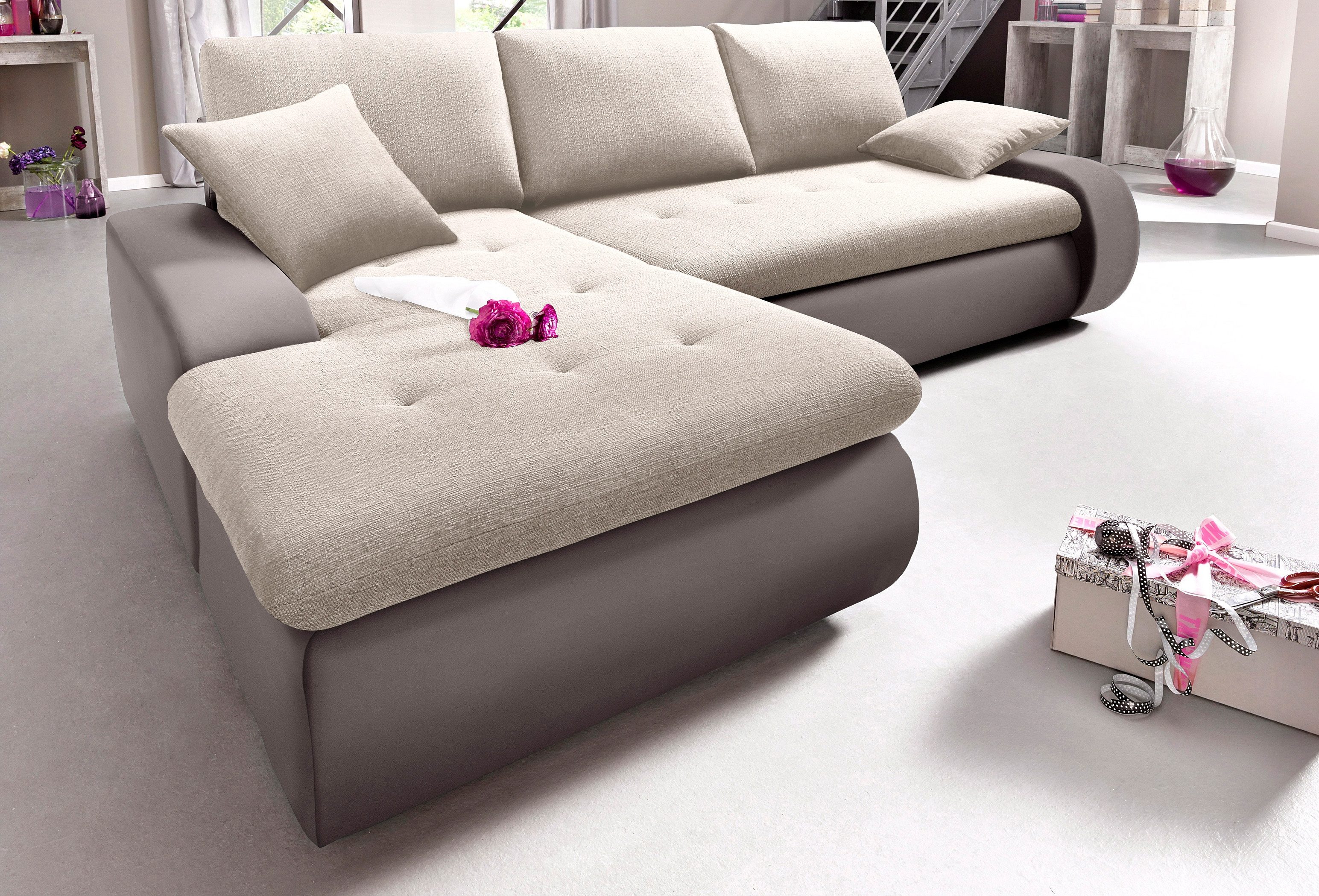 TRENDMANUFAKTUR Hoekbank Indie, modern en comfortabel, materiaalmix, OTTO's keuze, L-vorm